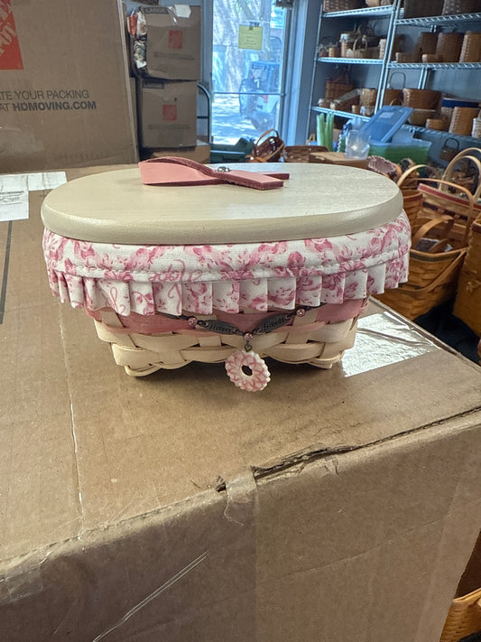 Longaberger 2008 horizon of hope with liner,protector, tie on and lid