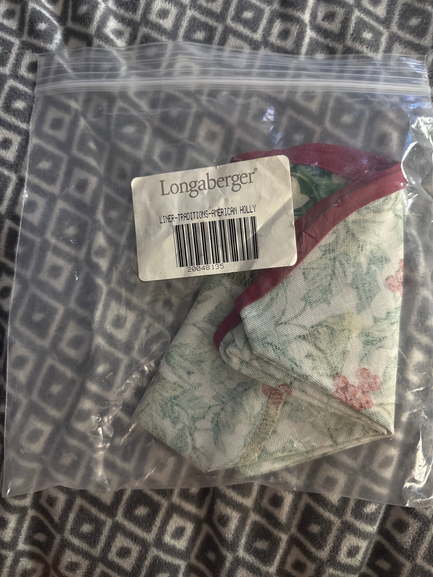 Longaberger Traditions liner in American Holly