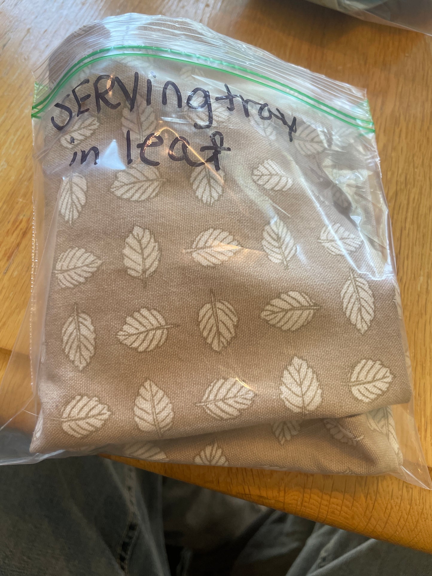 Longaberger serving tray liner in stone leaf