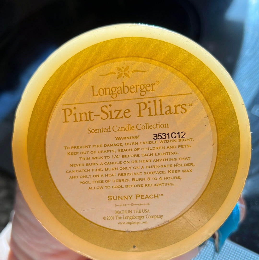 Longaberger Pint Size Pillar Candle in Sunny Peach