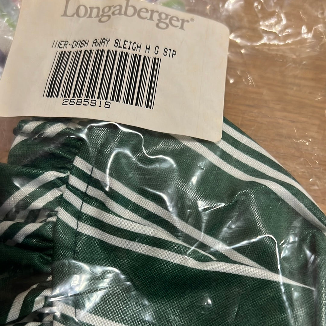 Longaberger dash away sleigh liner in hunter green stripe