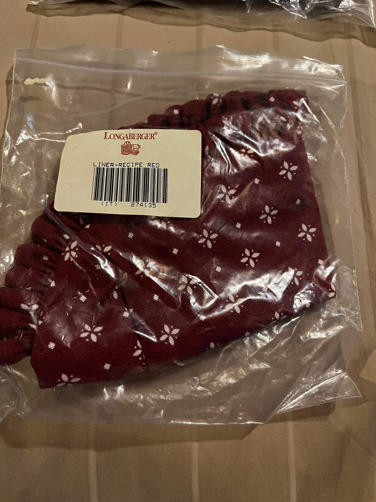 Longaberger Recipe Liner in traditional Red