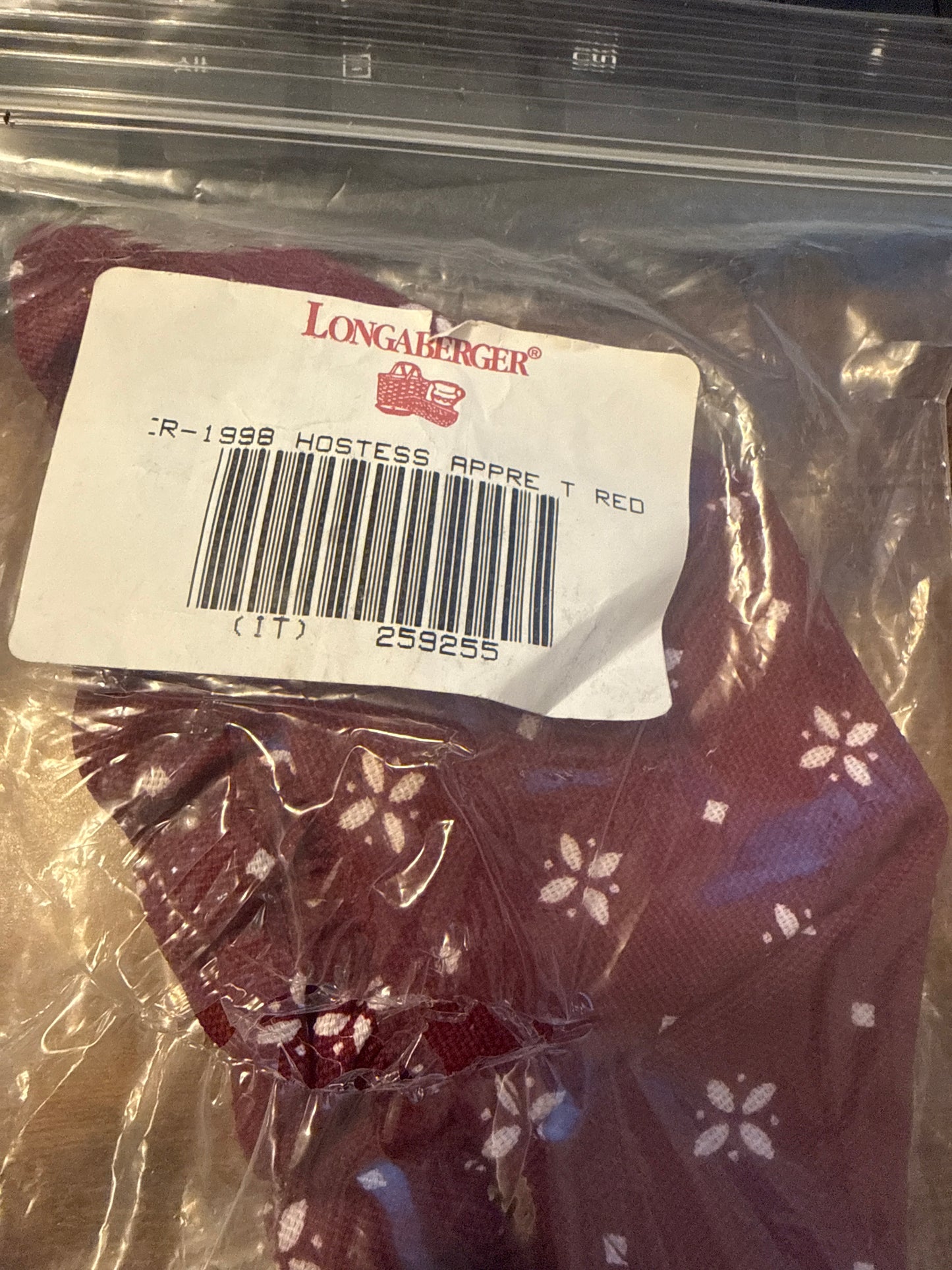 Longaberger 1998 hostess appreciation liner in traditional red