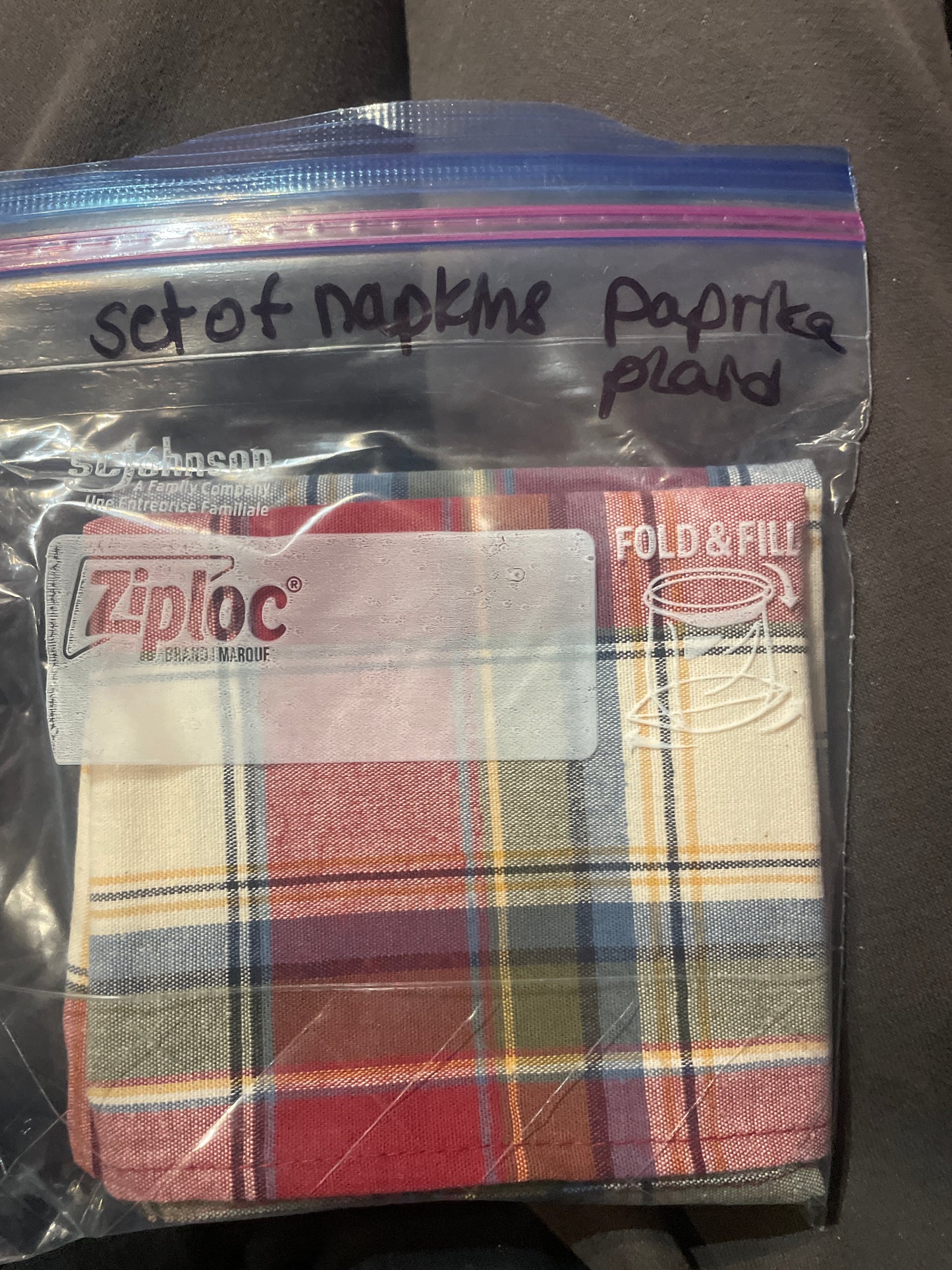 Set of napkins in paprika plaid