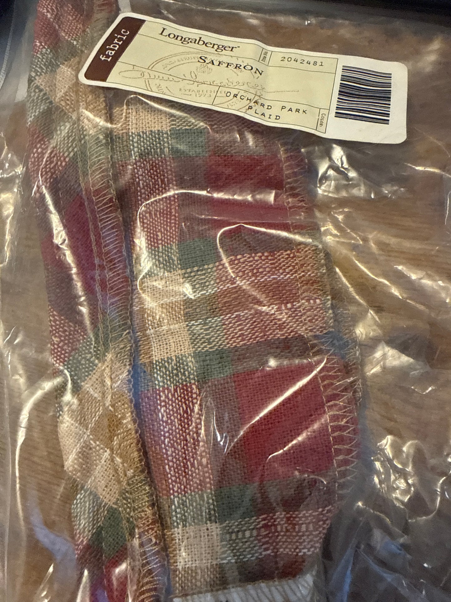 Longaberger saffron liner in orchard park plaid