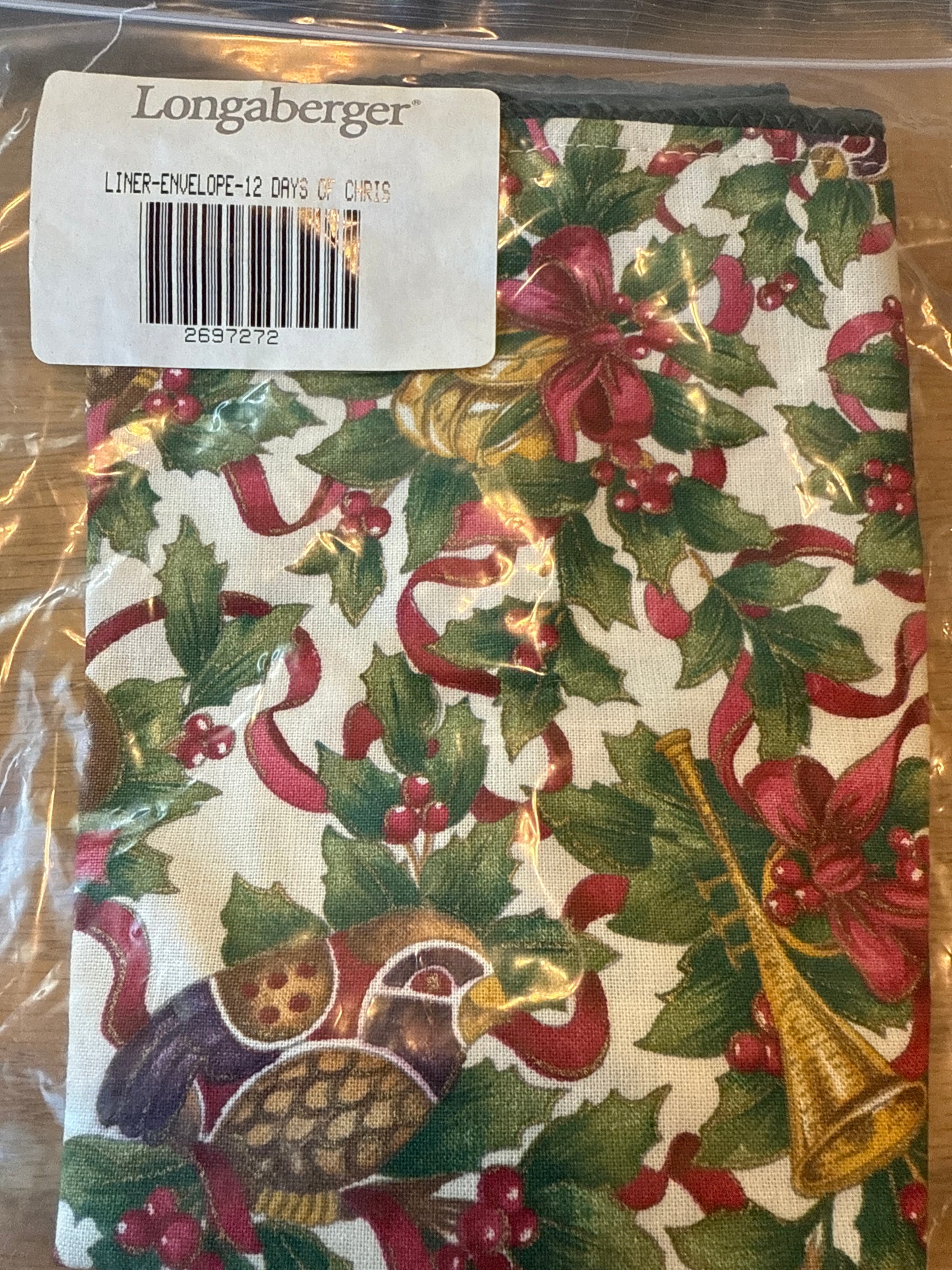 Longaberger envelope liner in 12 days of Christmas