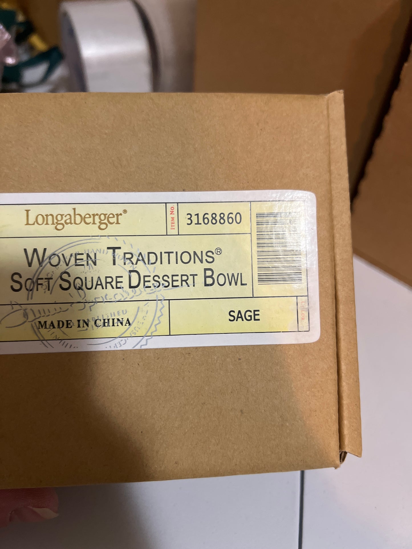 Longaberger soft square dessert bowl in Sage