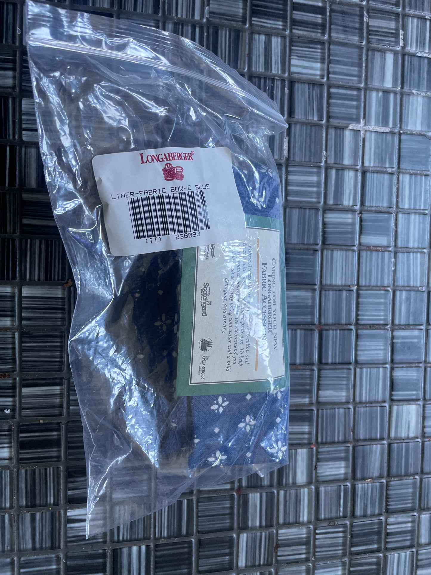Longaberger Liner fabric bow blue
