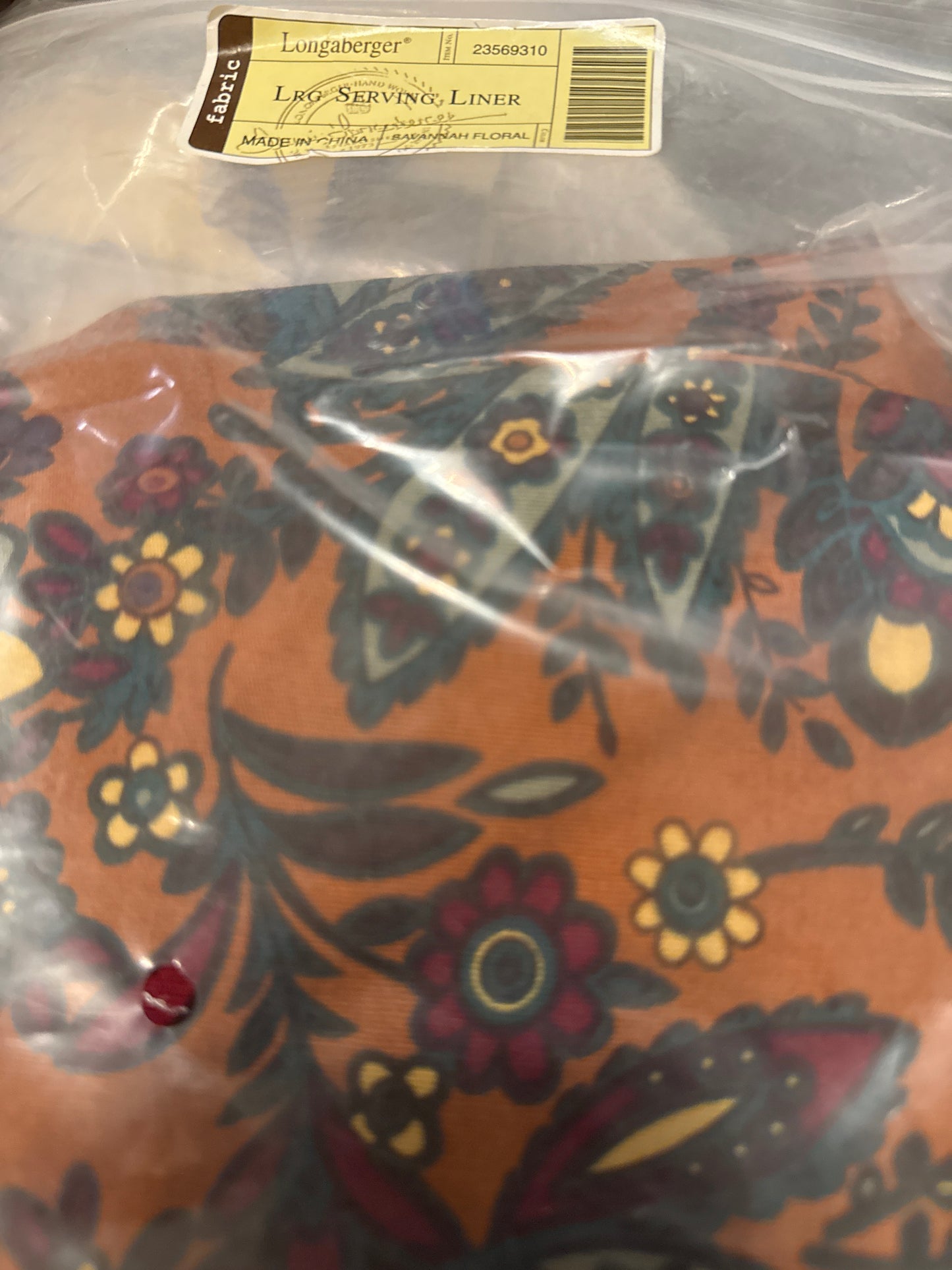 Longaberger large serving liner in Savannah floral