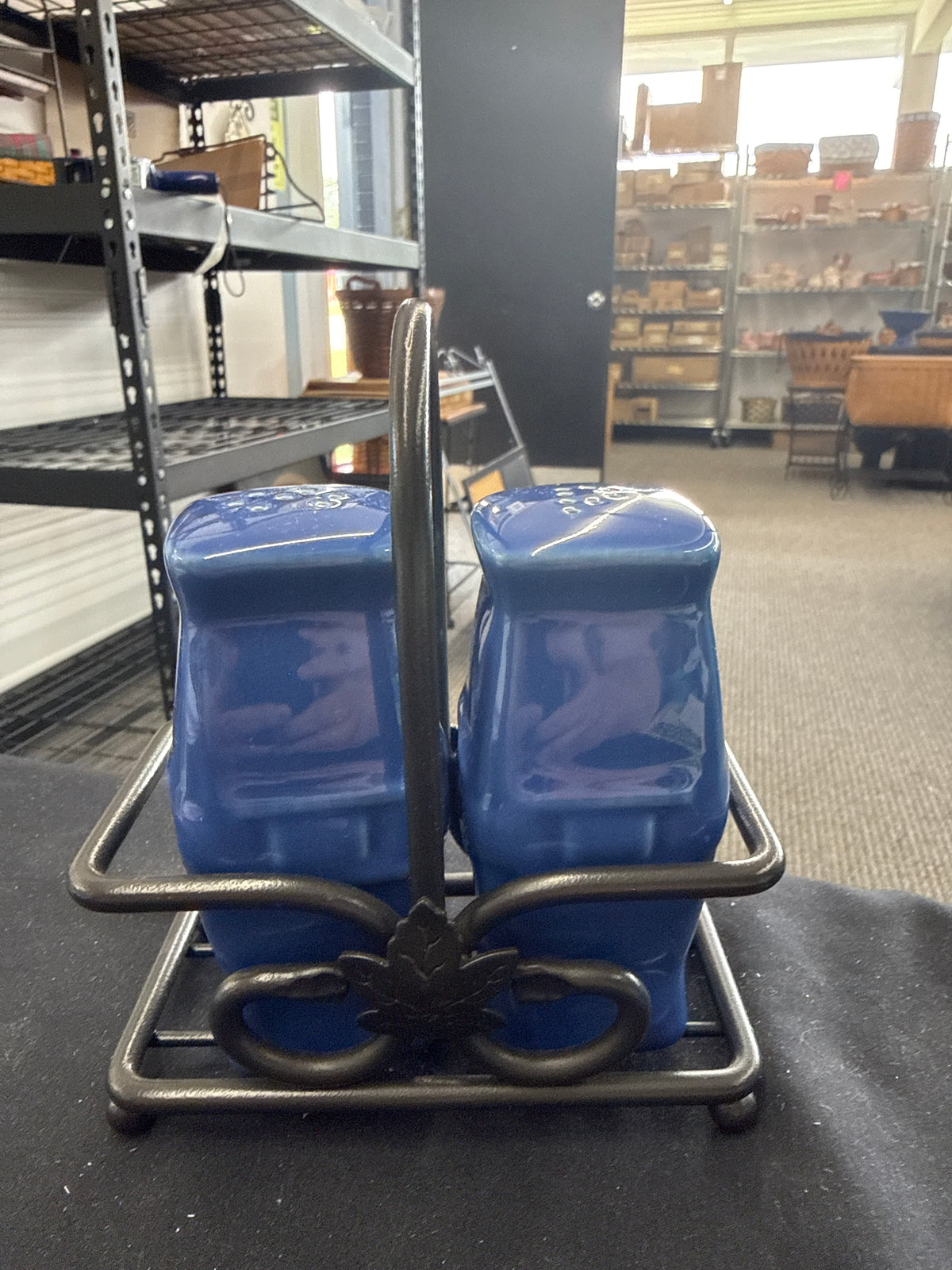 Longaberger soft square salt and pepper in wrought iron