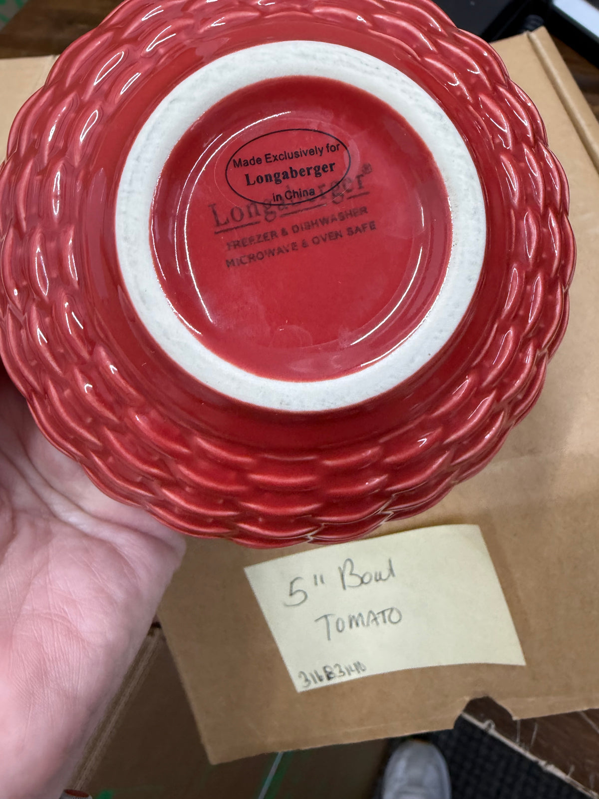 Longaberger woven reflections 5” bowl in tomato