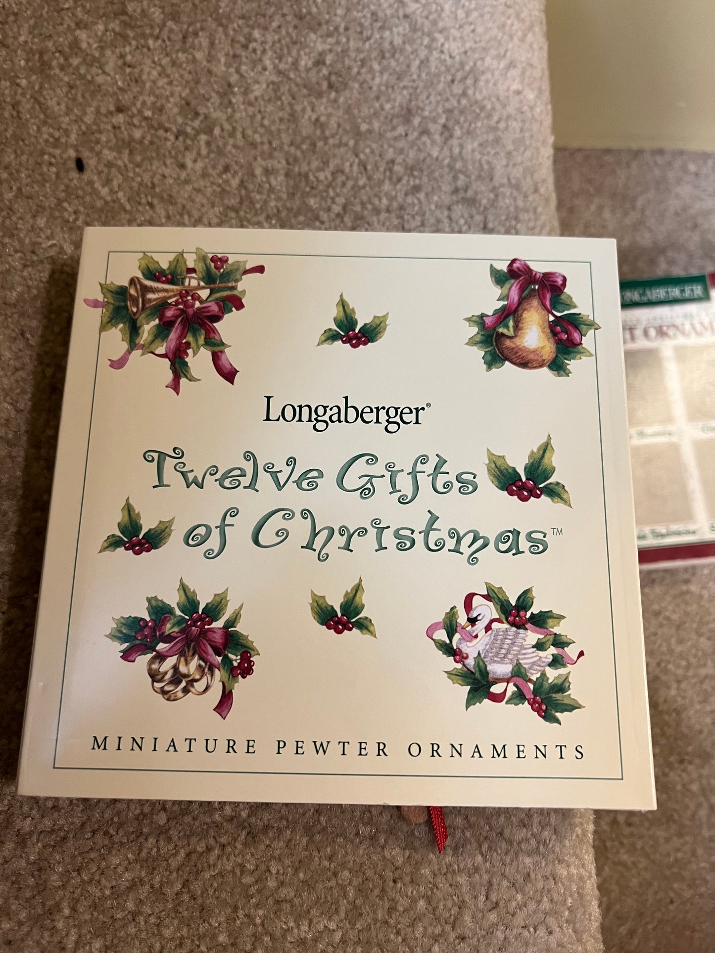 Longaberger pewter 12 days of Christmas ornaments set