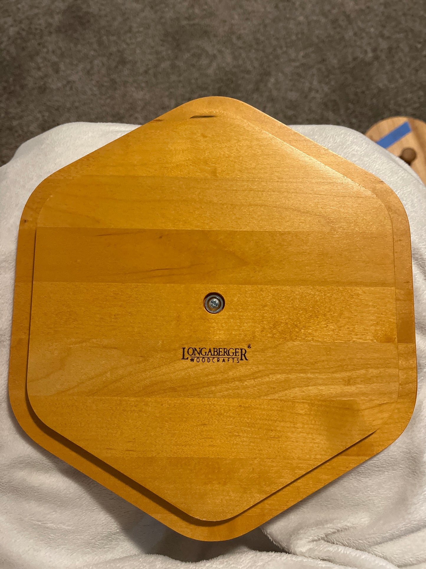 Longaberger 10.25” x 9.25” hexagonal lid - red knob