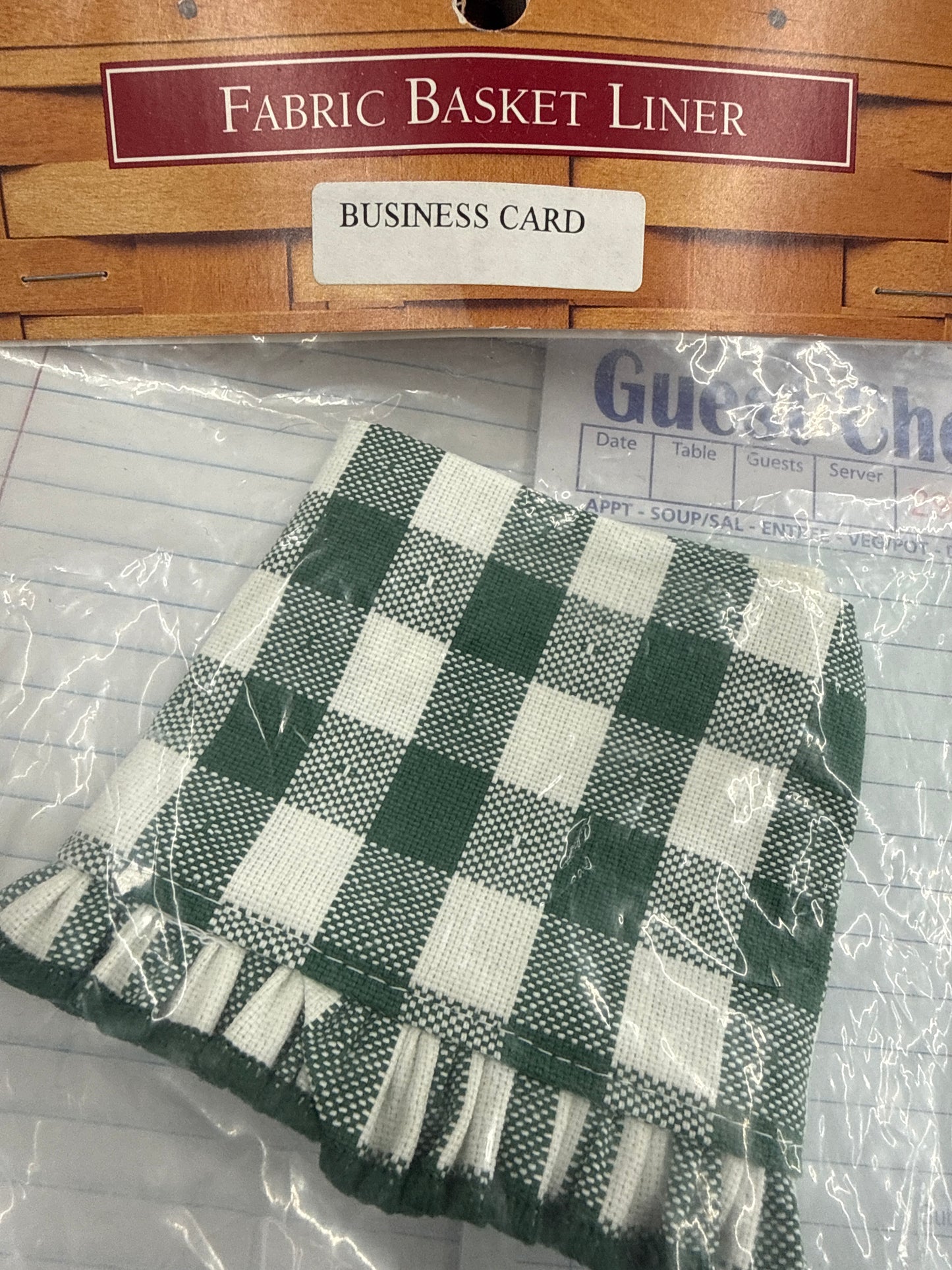 Homestead business card liner in green plaid
