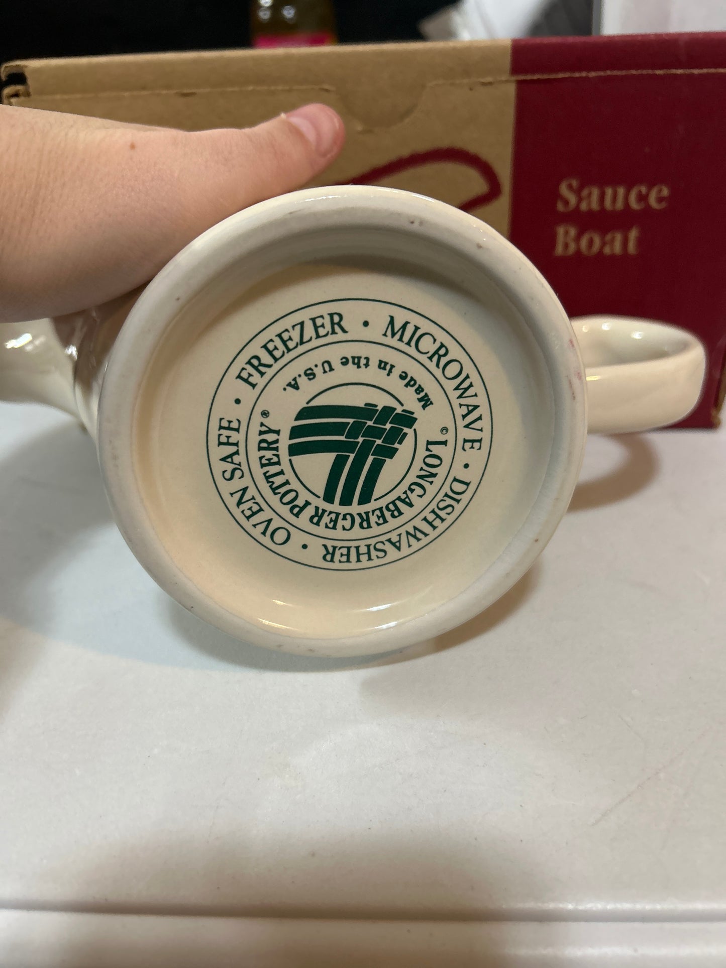 Longarberger sauce boat in heritage green