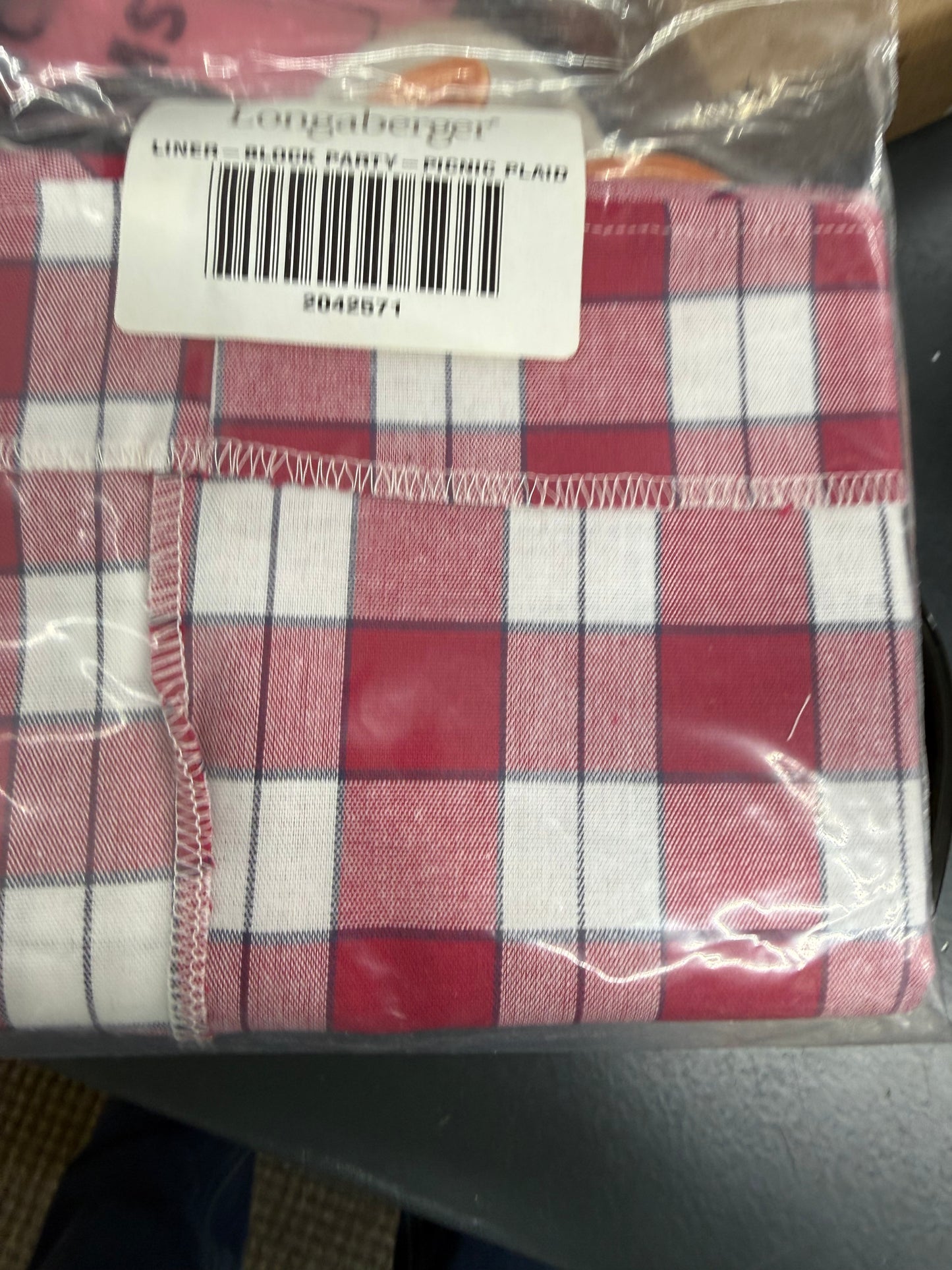 Longaberger block party liner in picnic plaid