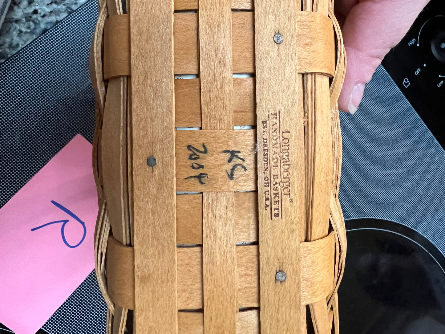 Longaberger sleigh basket with liner & protector