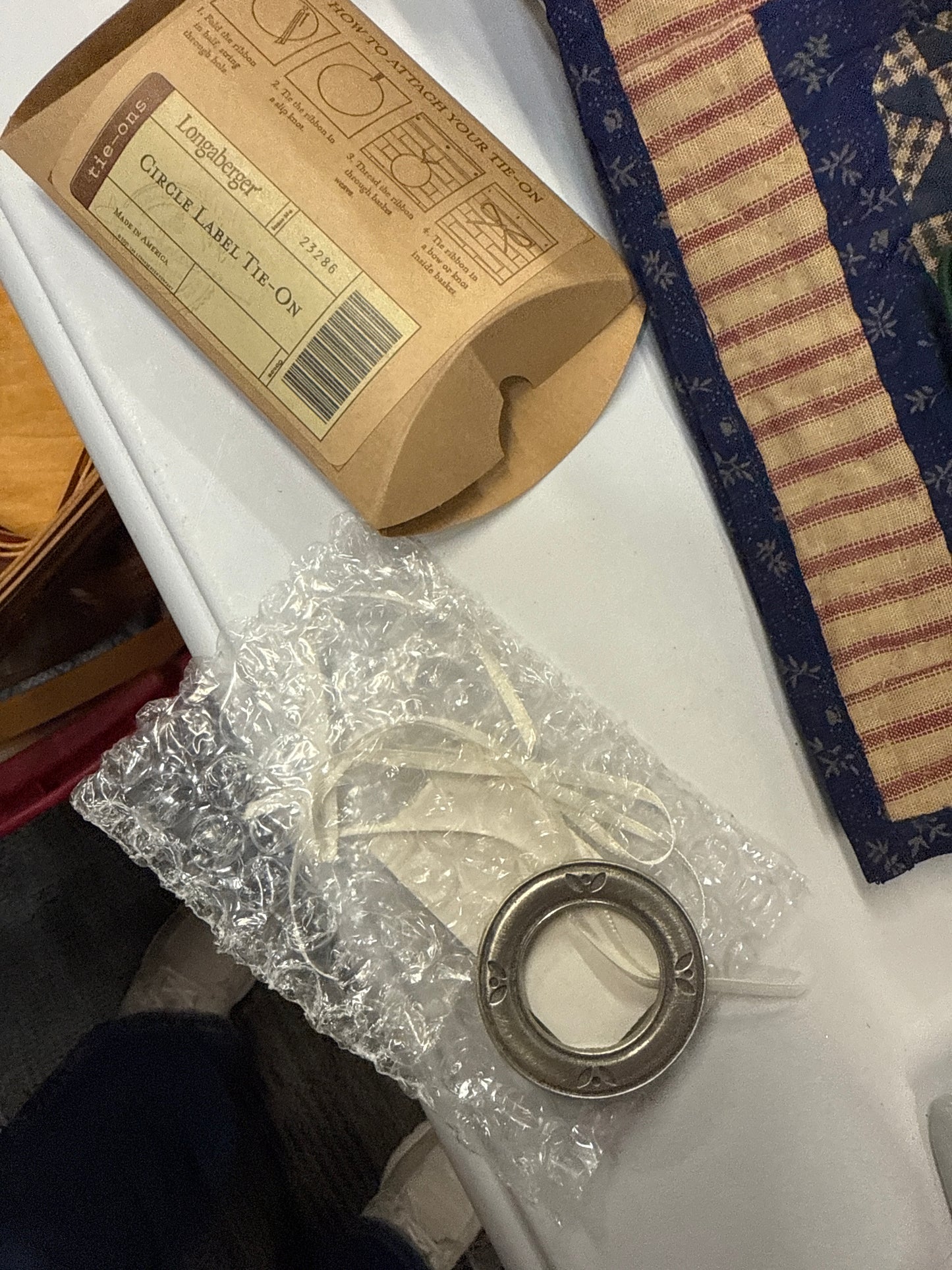 Longaberger circle label tie on