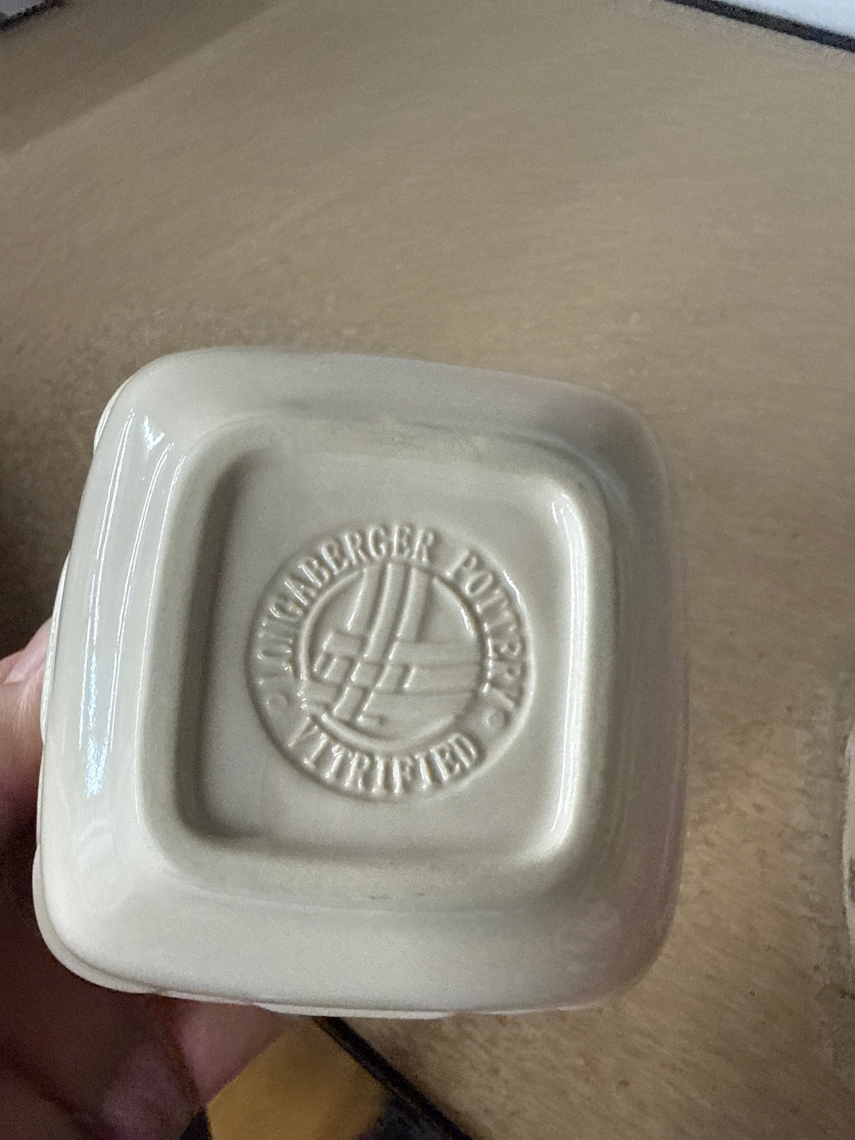 Longaberger soft square dessert bowl in heritage green