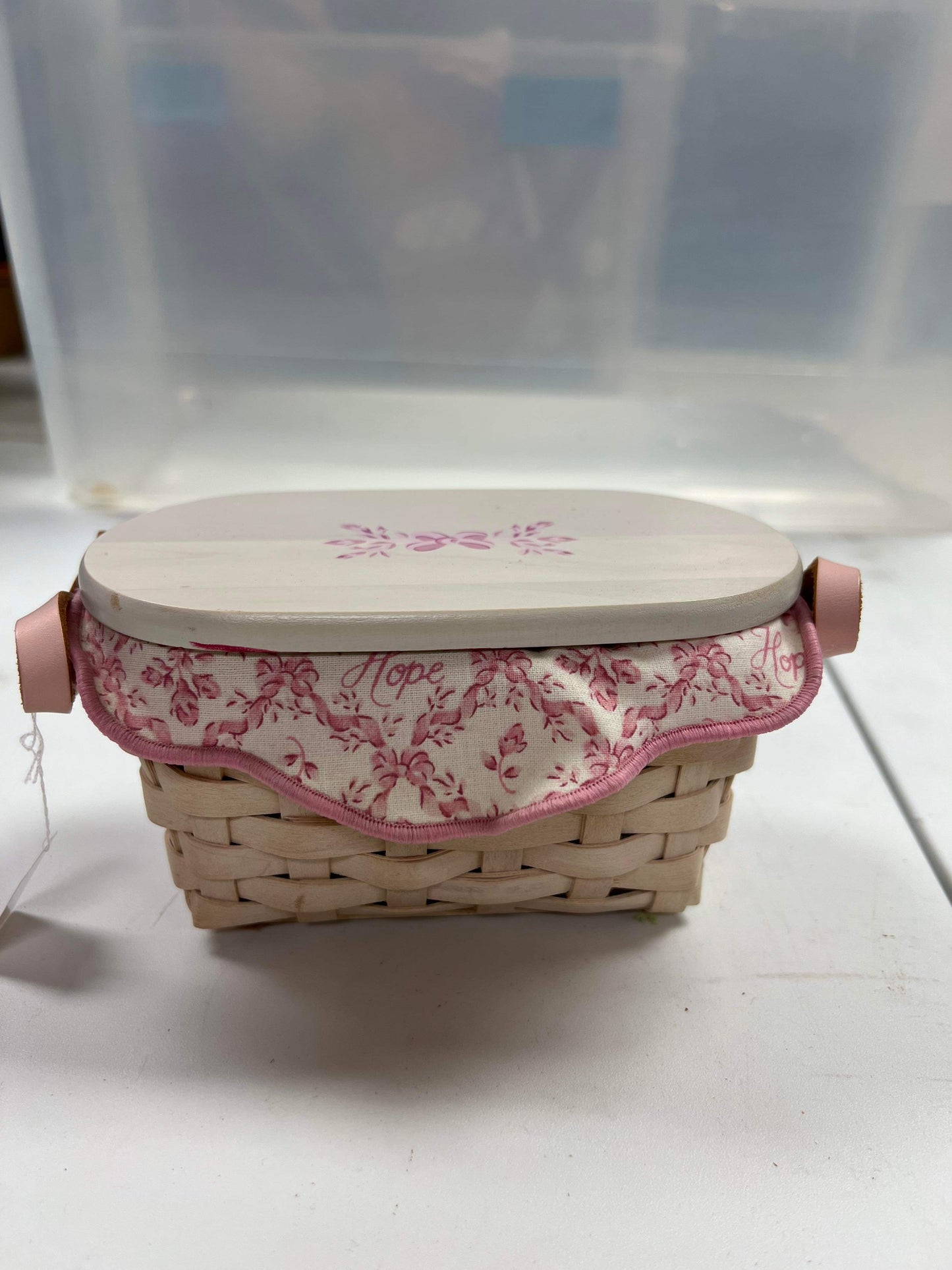 Longaberger 2005 Horizon of Hope Basket with Lid, Liner and Protector, and tie on