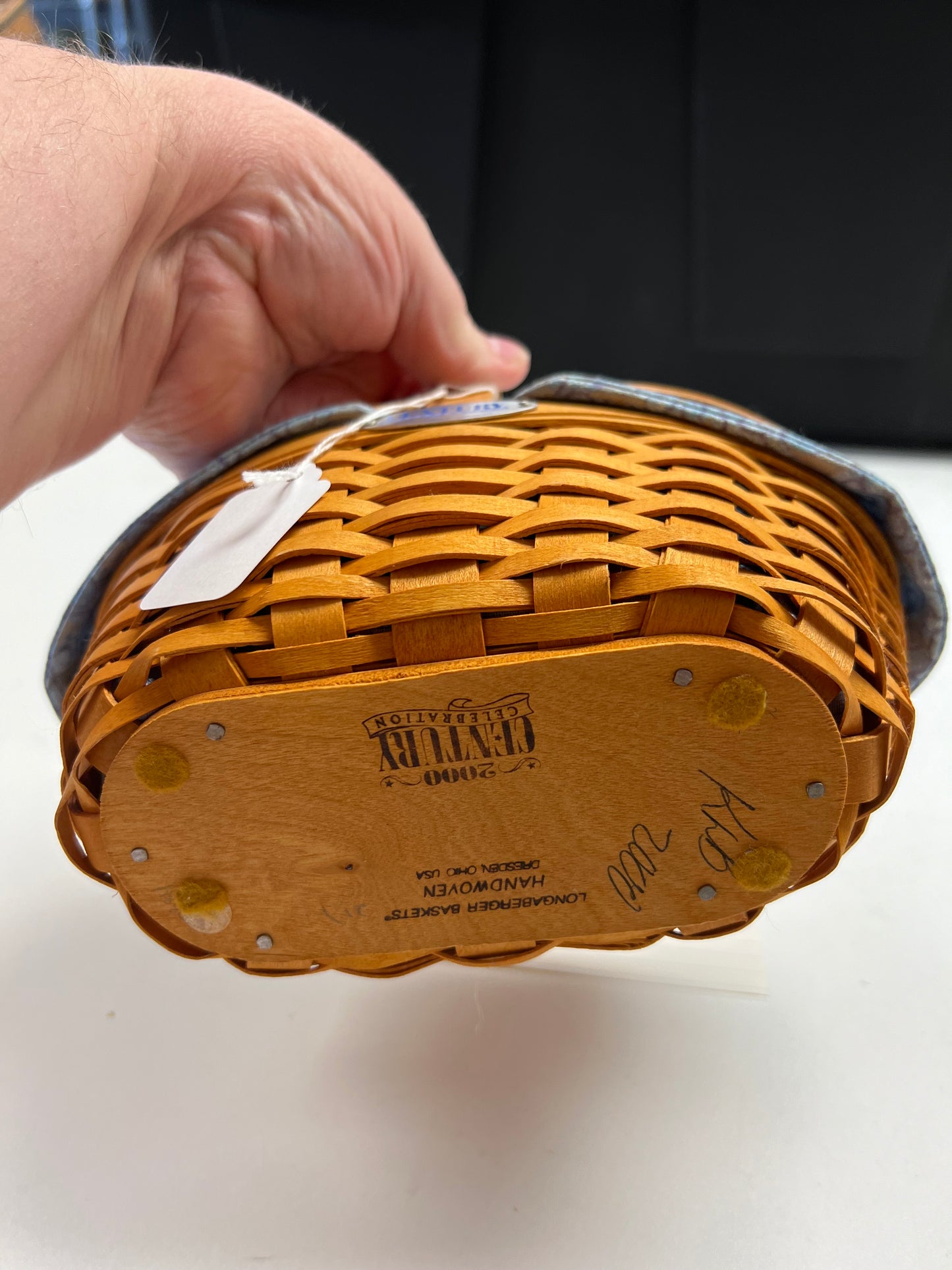 Longaberger Cheers Basket 2000 Century Celebration with Liner, Protector and handle tie