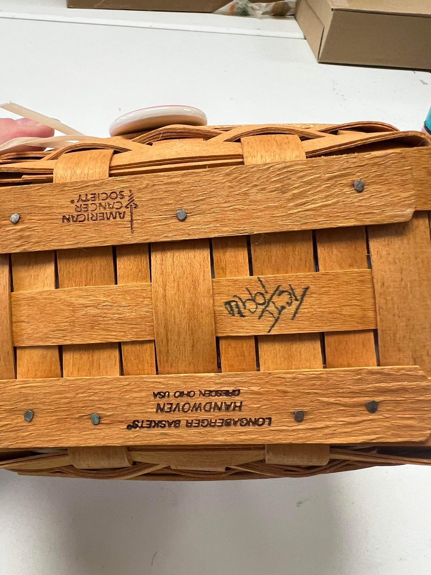 Longaberger Horizon of Hope 1996 Basket with Liner, Protector and Tie On