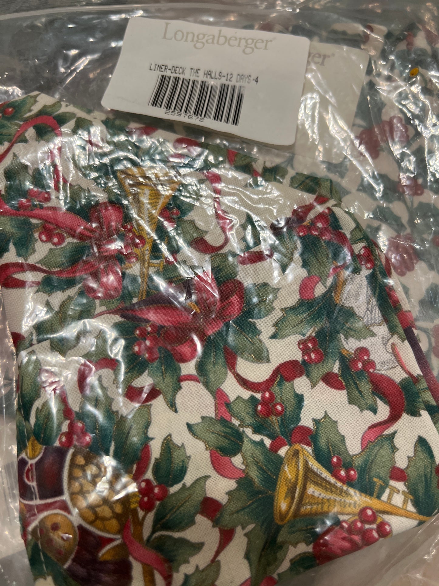 Longaberger deck the halls liner in 12 days of Christmas
