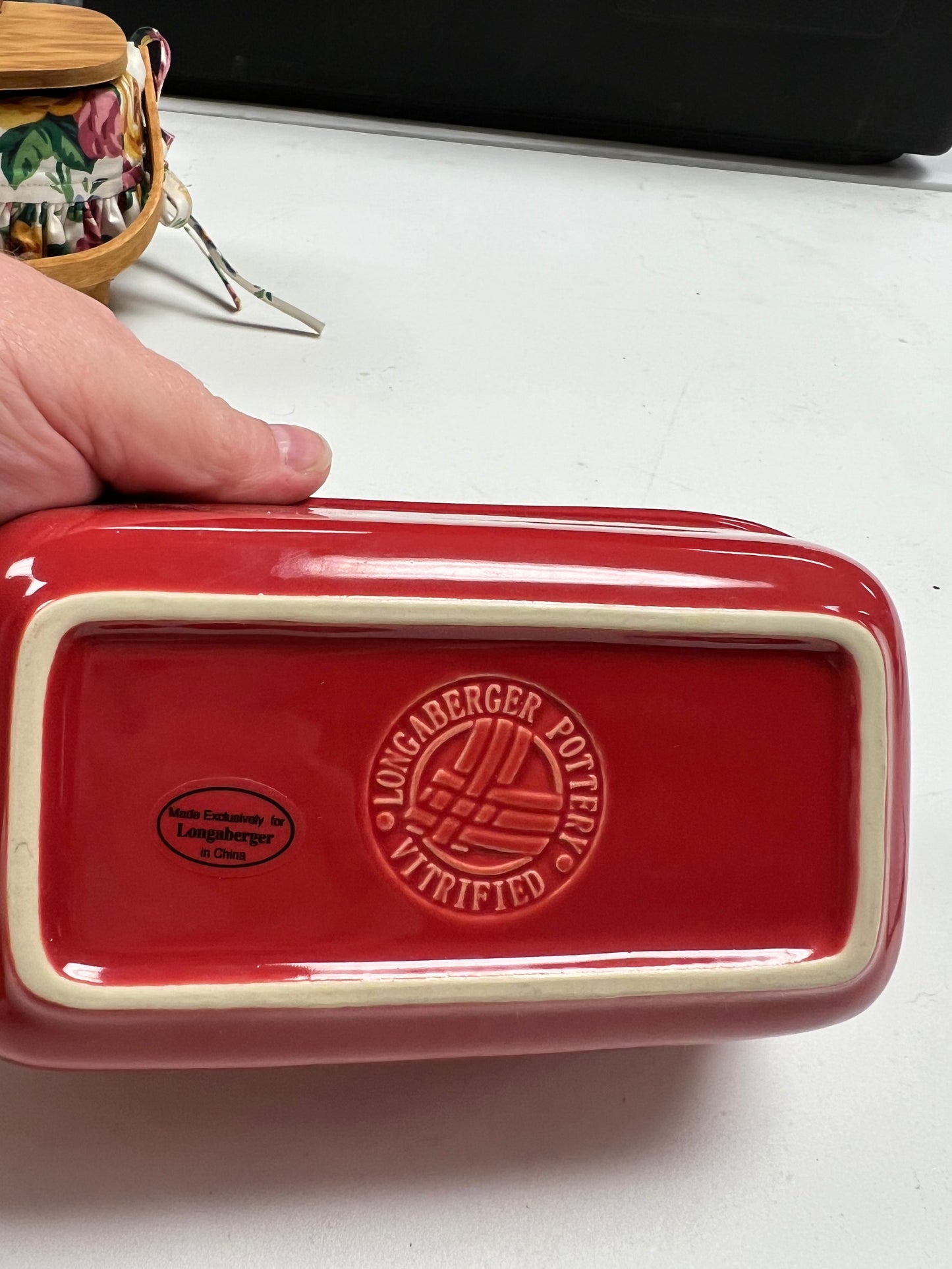 Longaberger small loaf dish in tomato