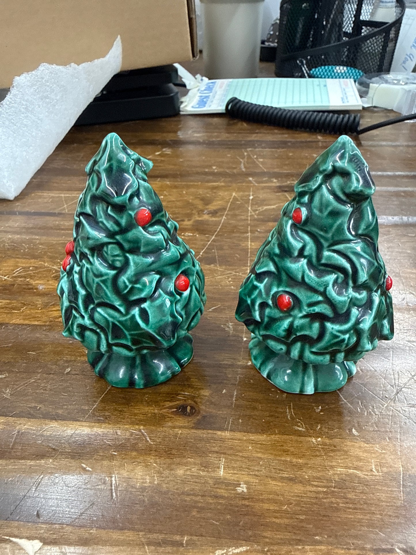 Homestead Christmas tree salt and pepper shakers