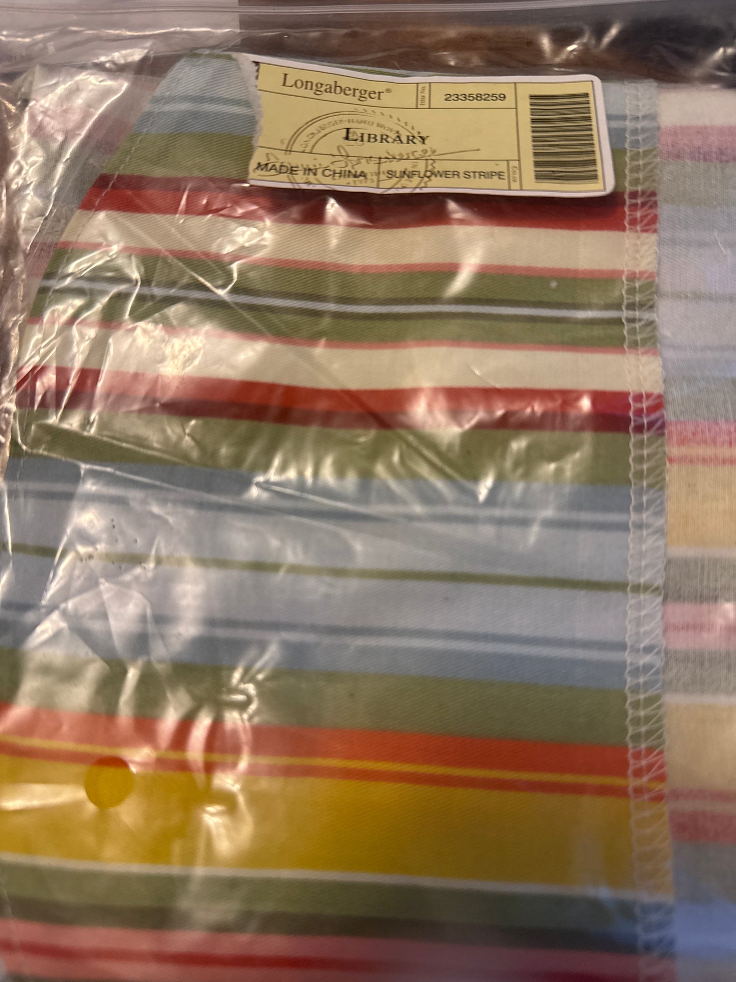 Longaberger library liner in sunflower stripe