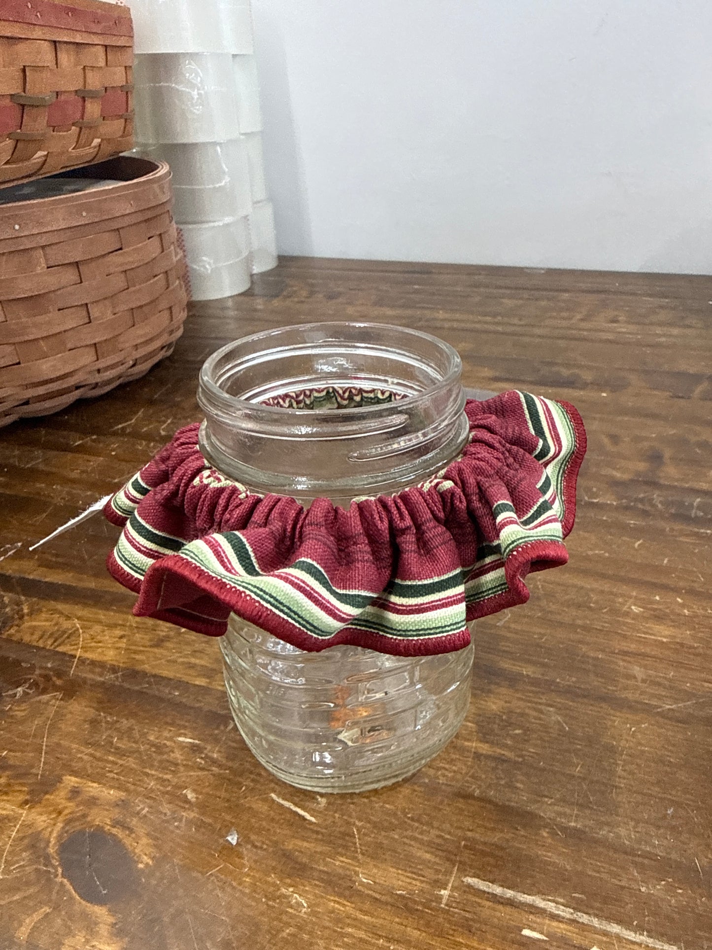 Longaberger jar accessory in holiday stripe (jar not included)