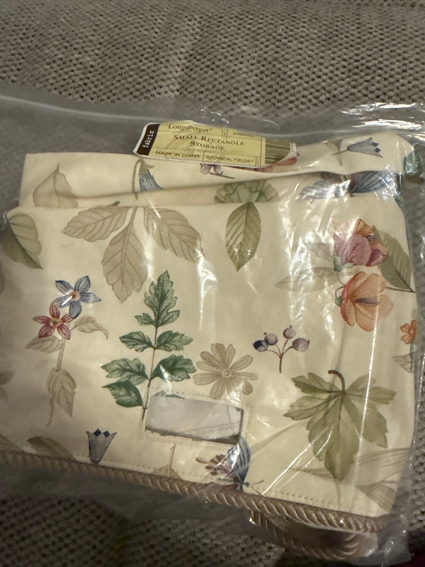 Longaberger small rectangle storage liner in botanical fields