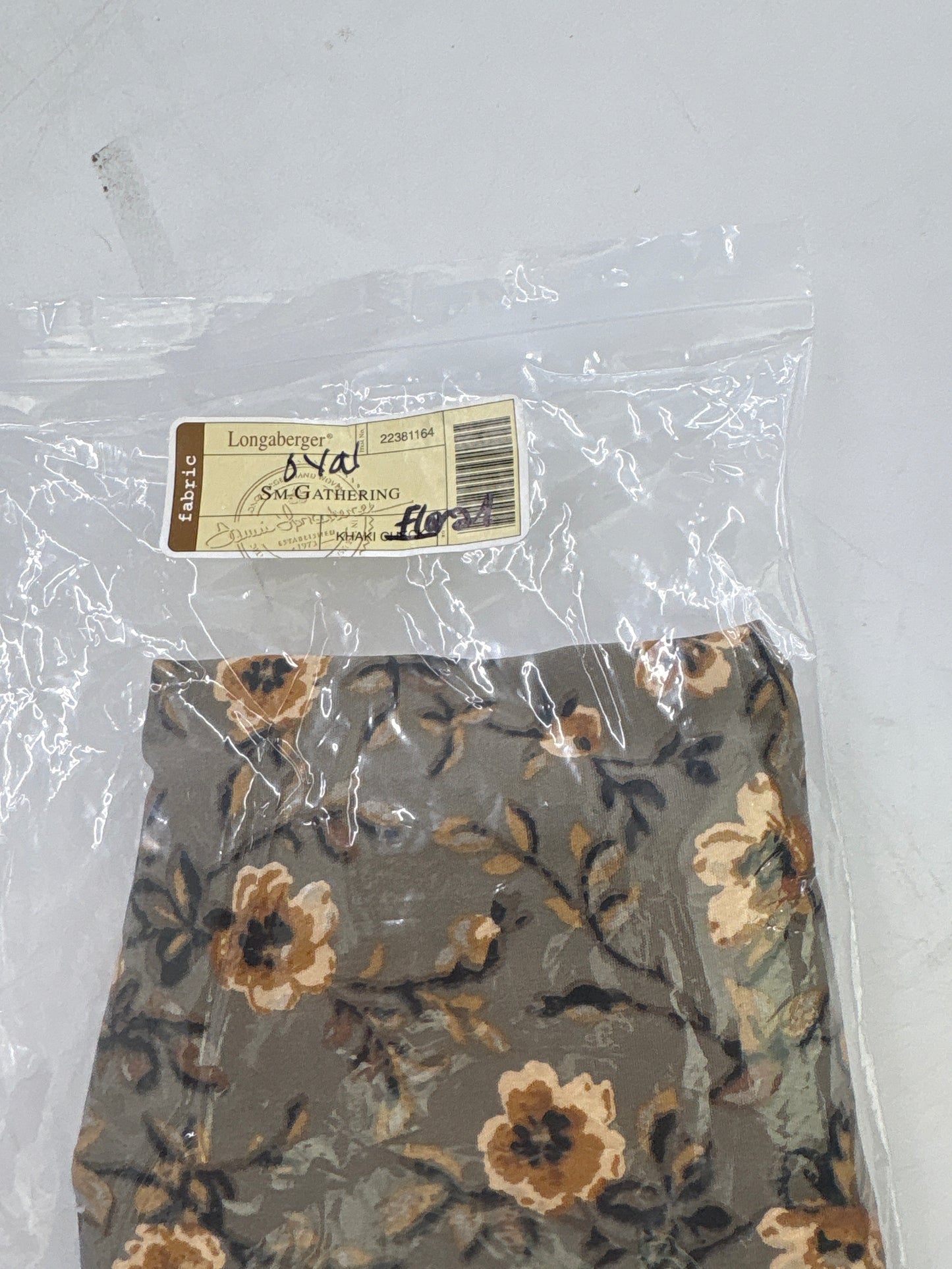 Longaberger oval small gathering liner in khaki floral