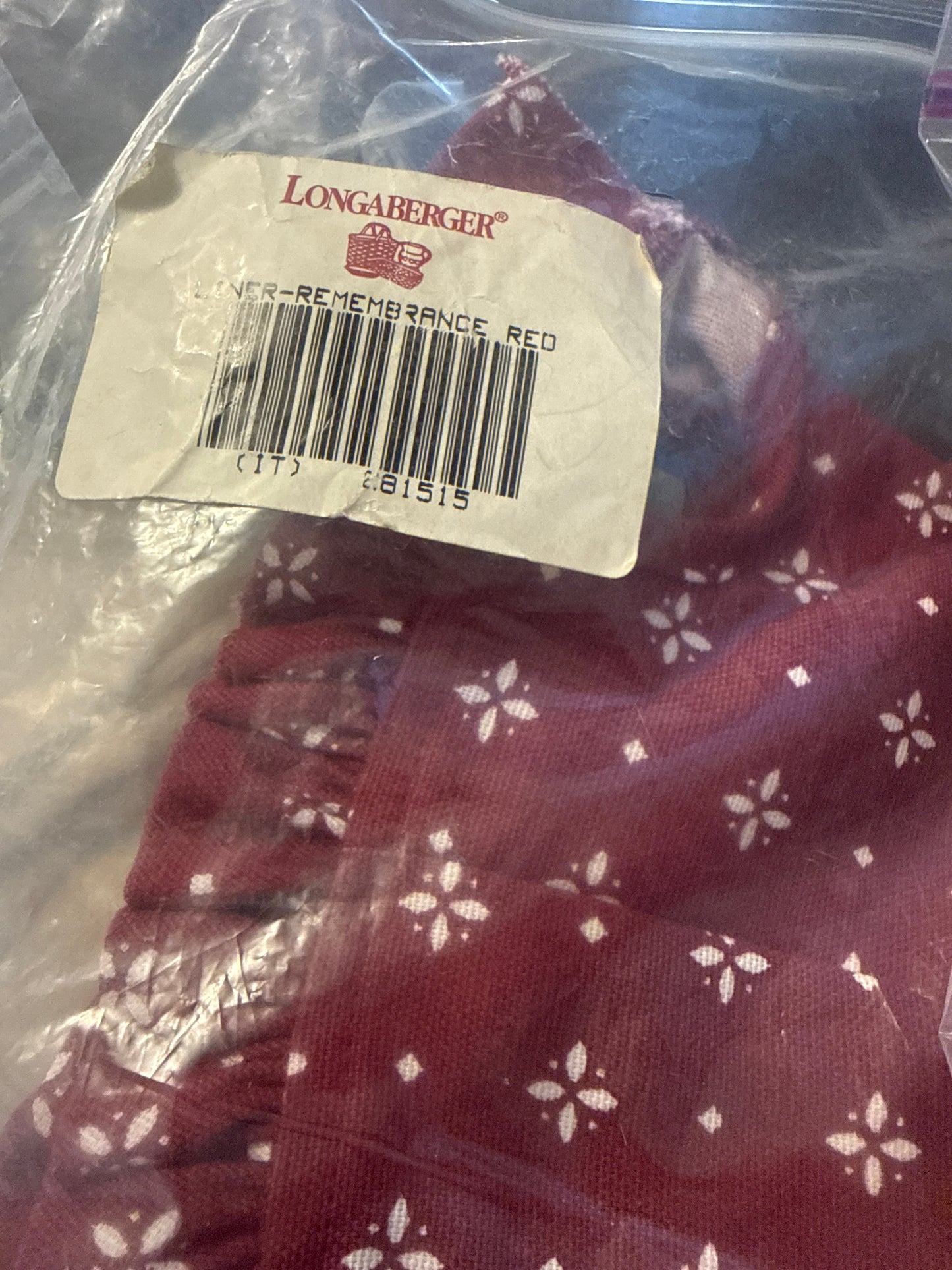 Longaberger remembrance liner in traditional red