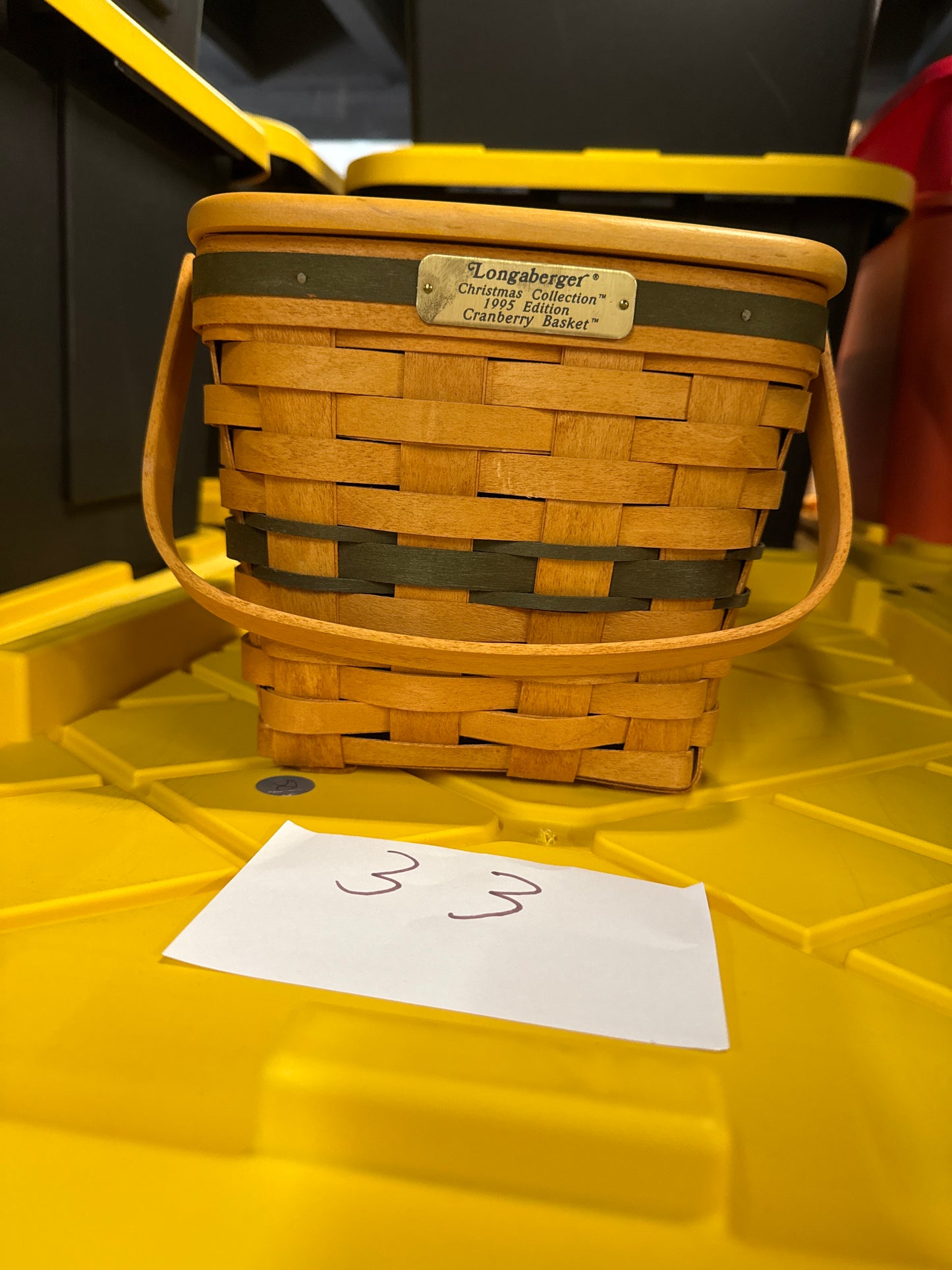 Longaberger cranberry basket with lid and protector