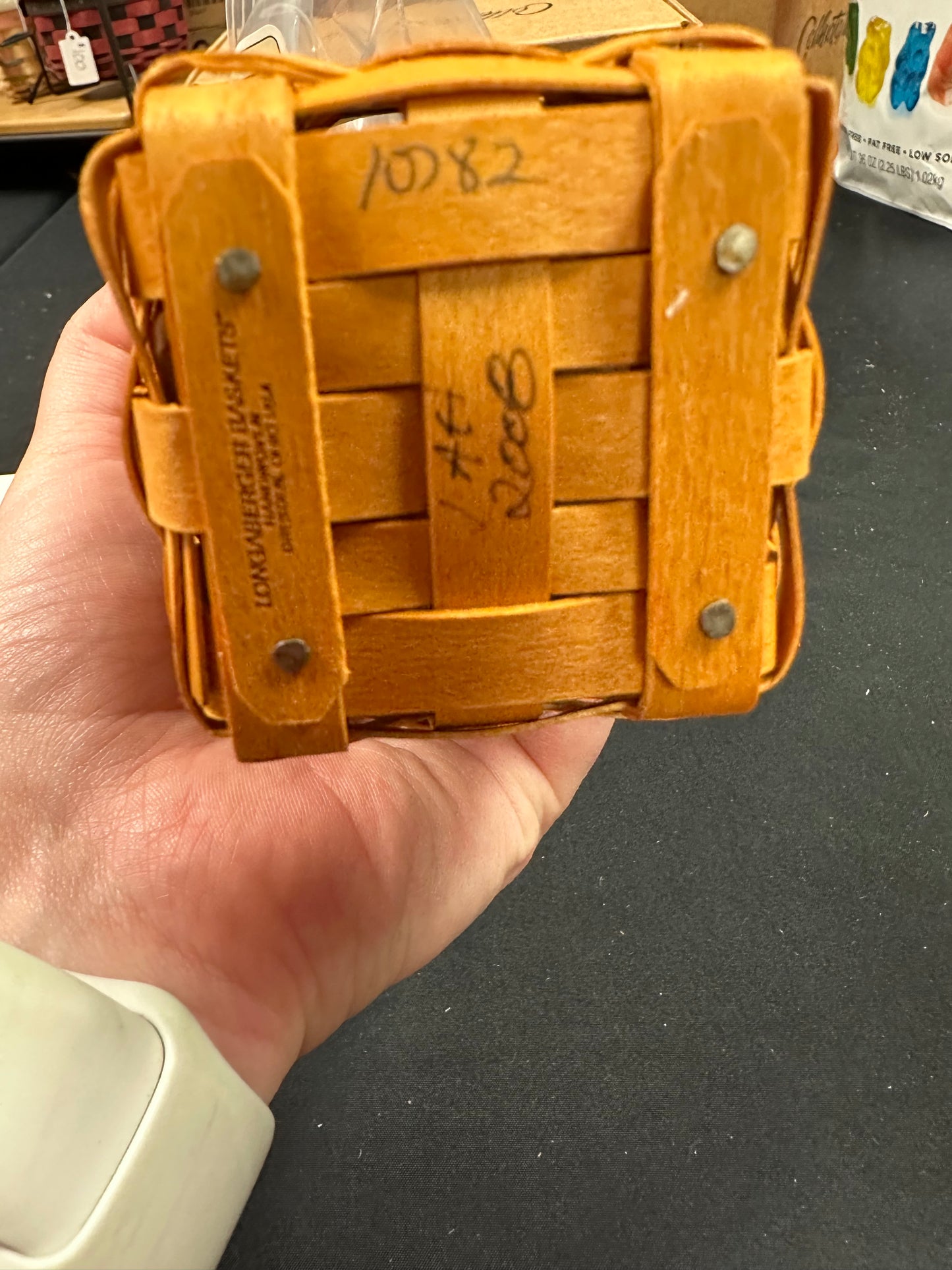 Longaberger Collectors Club May Series Miniature Snapdragon Basket with Liner, Protector, Silk Floral Insert, and Tie On