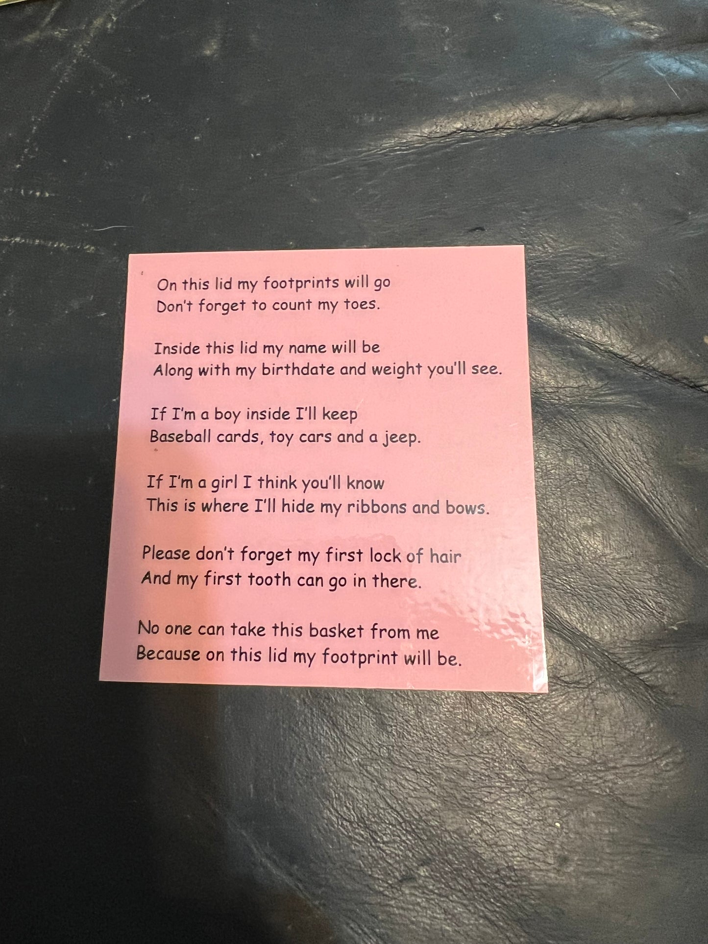 Homestead baby footstep poem in pink