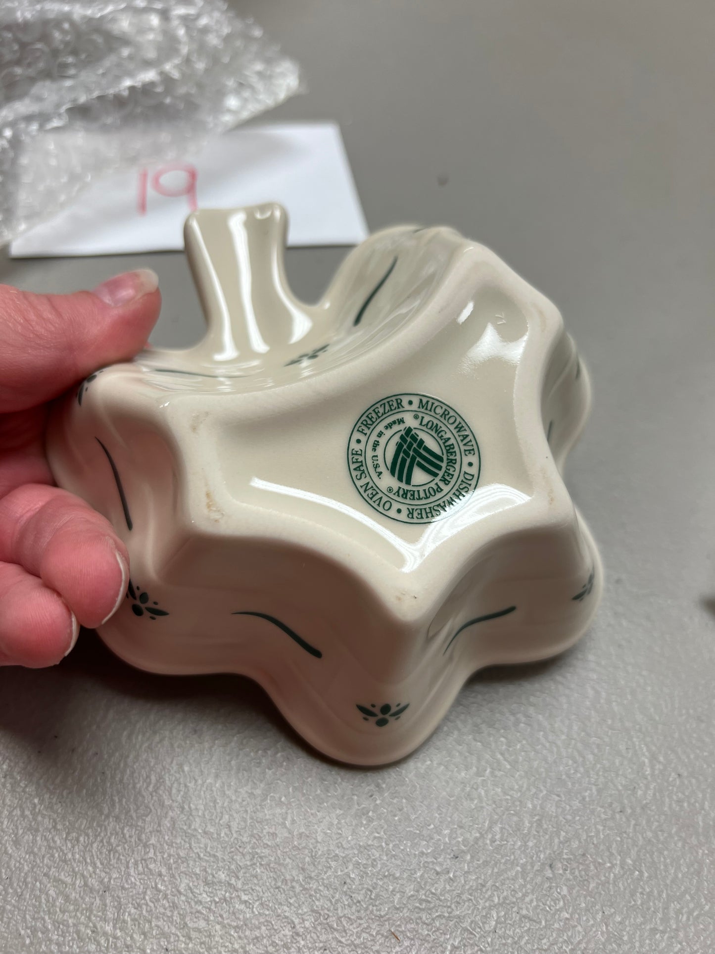 Longaberger shamrock ramekin in heritage green