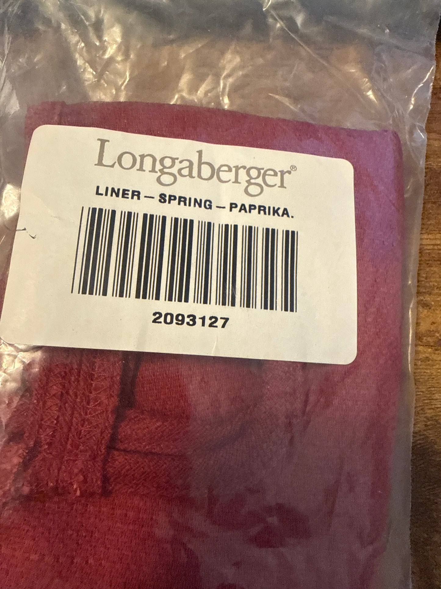 Longaberger spring liner in paprika