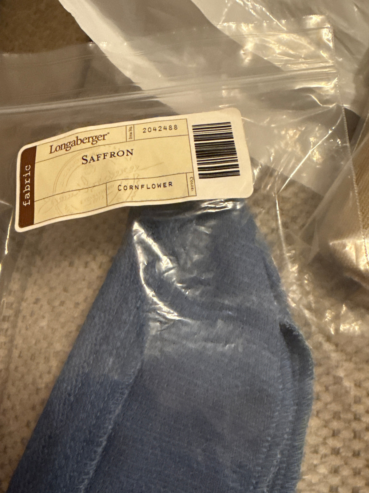 Longaberger saffron liner in cornflower