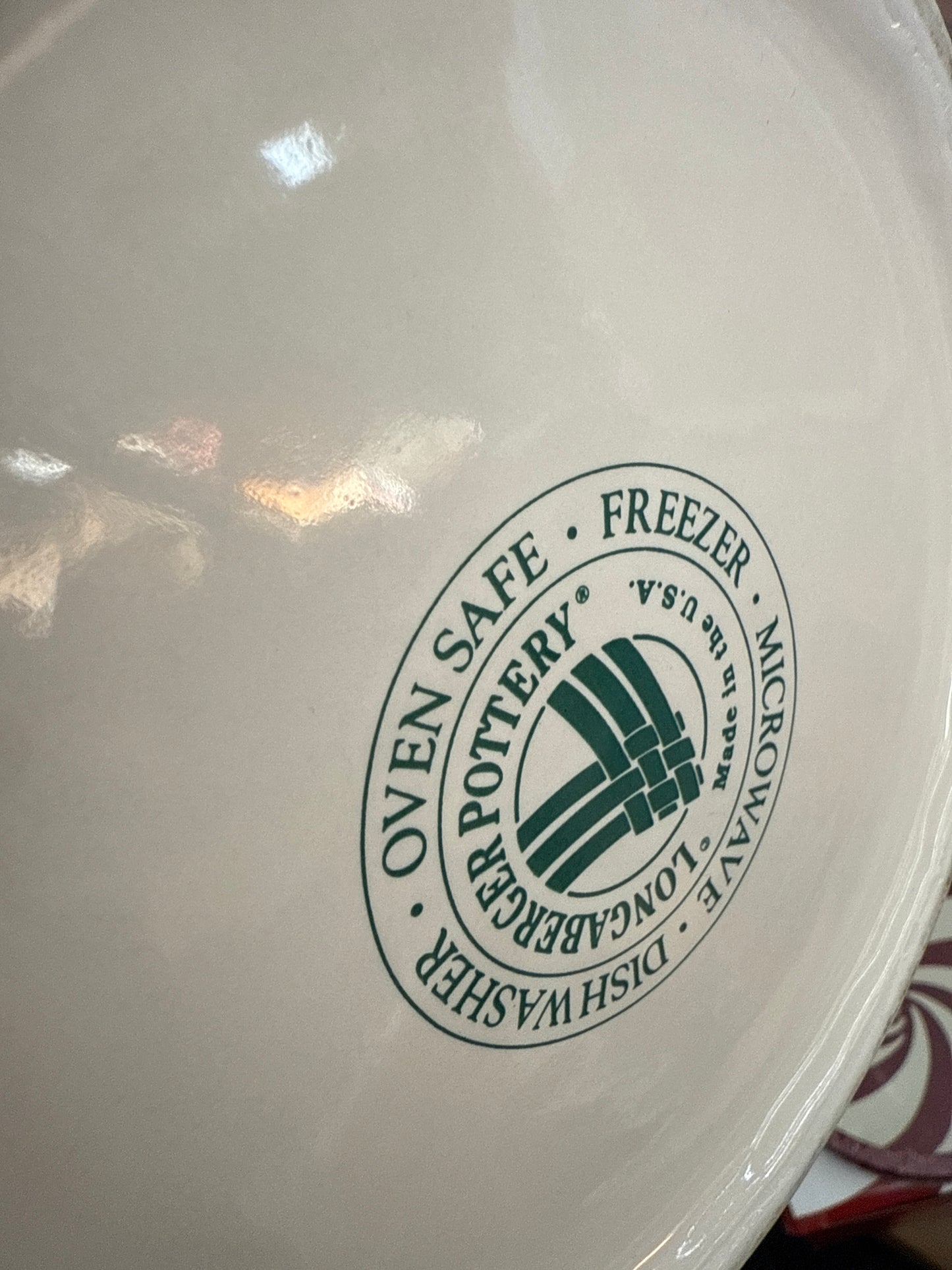 Longaberger extra large mixing bowl in heritage green ( has some utensil scratches in bowl)