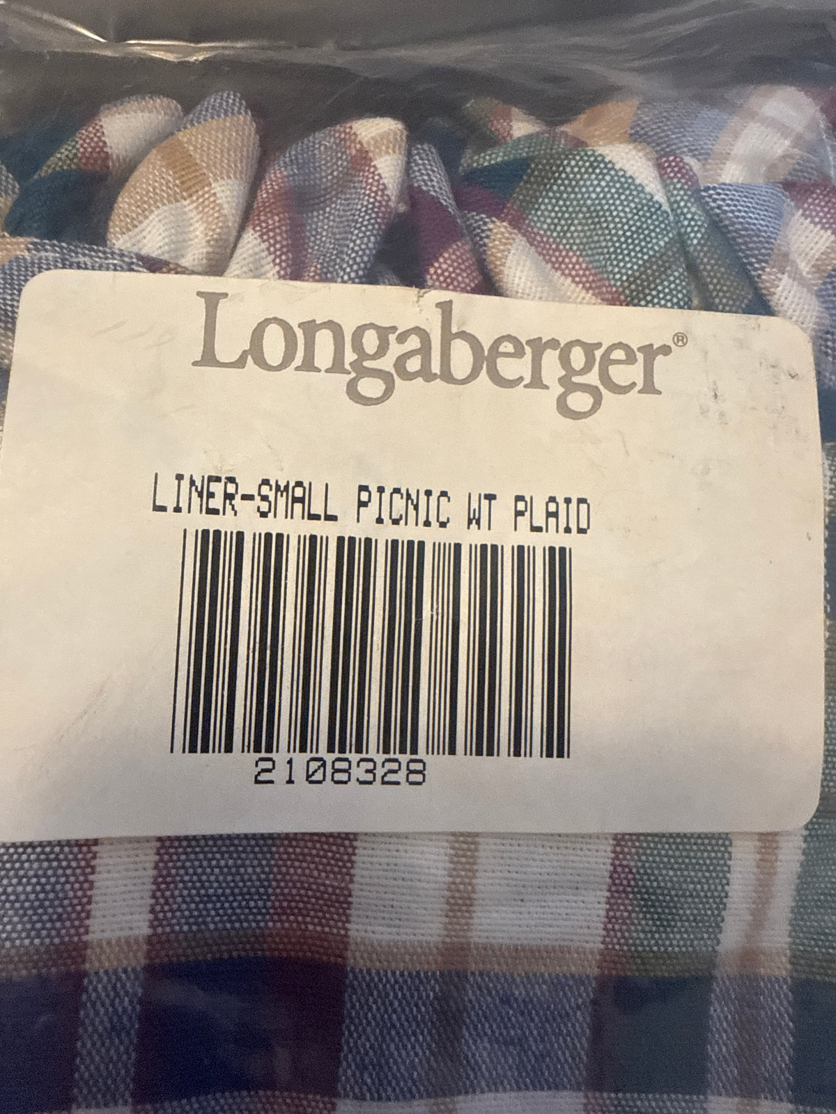 Longaberger small picnic liner in wt plaid