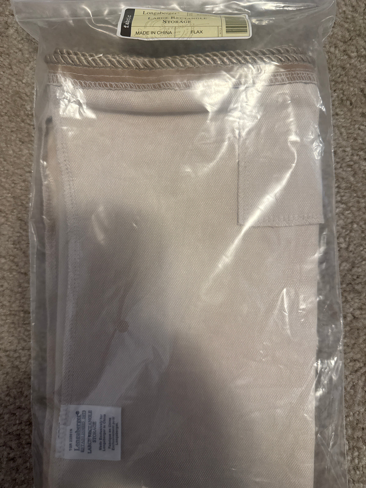 Longaberger large rectangle storage liner in flax