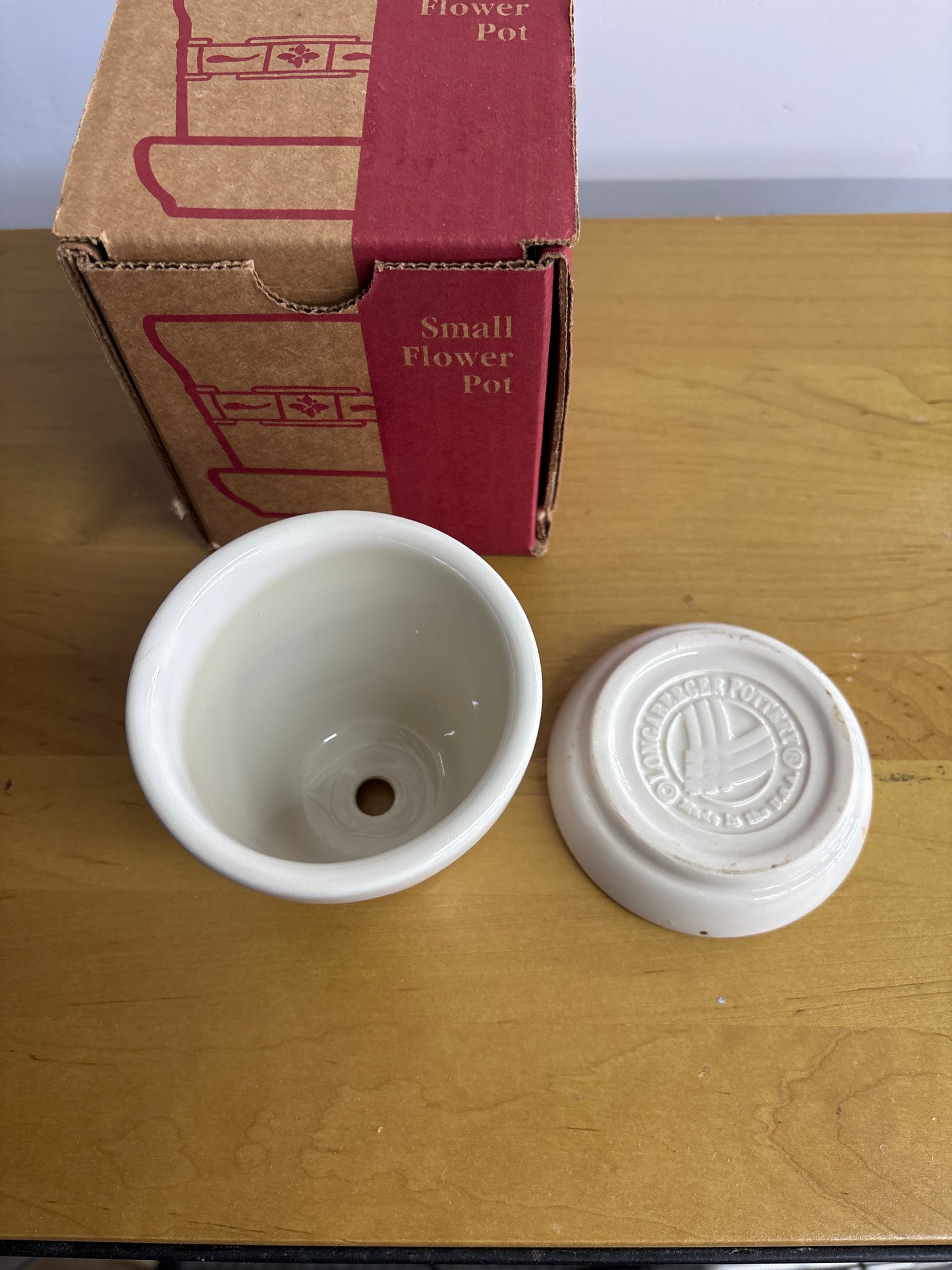 Longaberger Small Flower Pot with Saucer in Traditional Red. May not be in box.