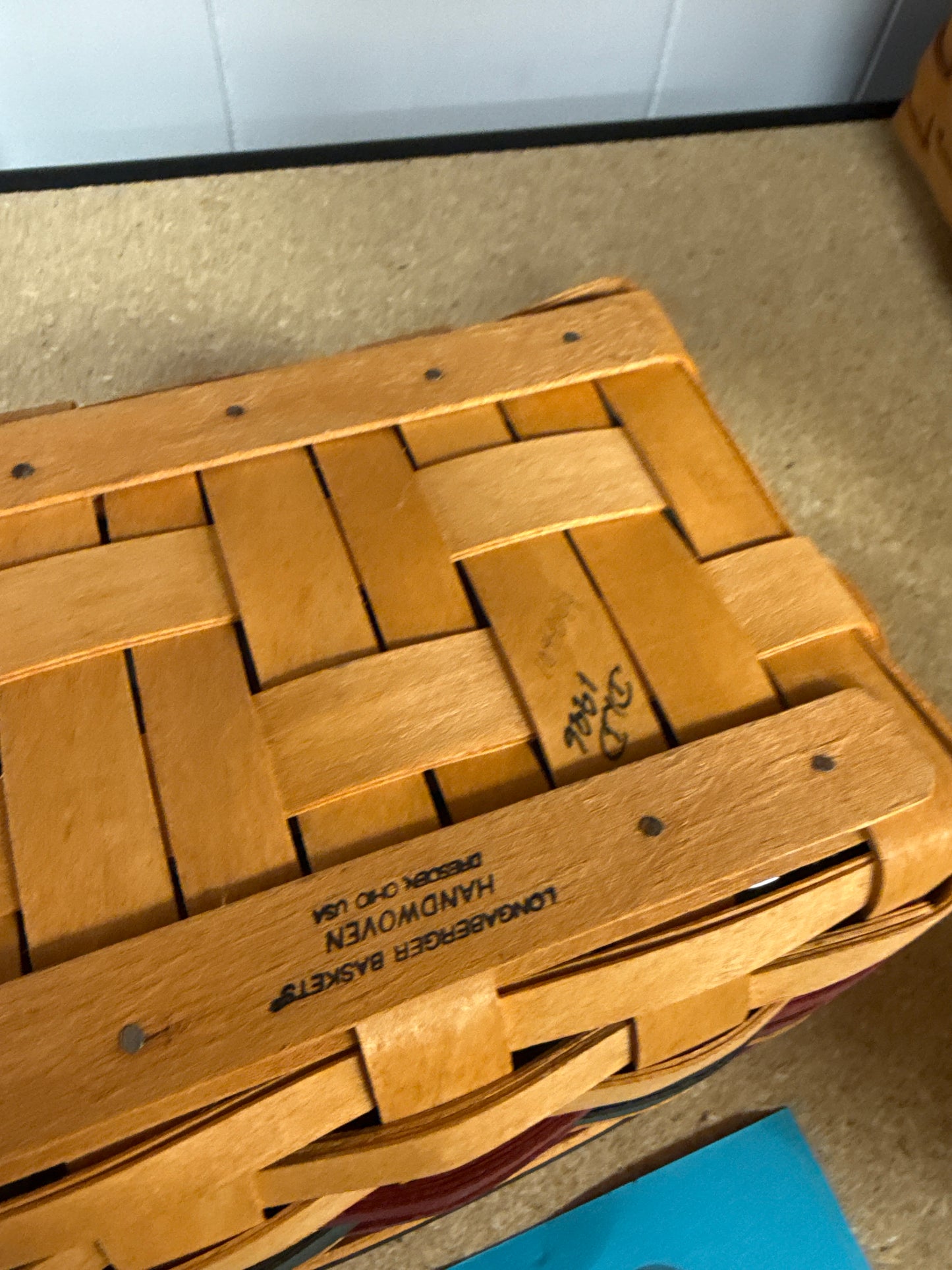 Longaberger address basket with protector and liner