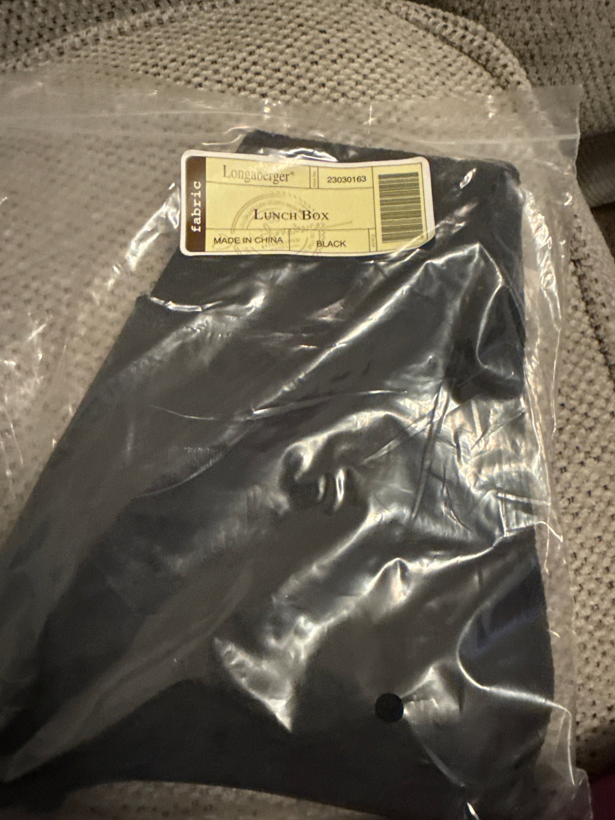 Longaberger lunch box liner in black