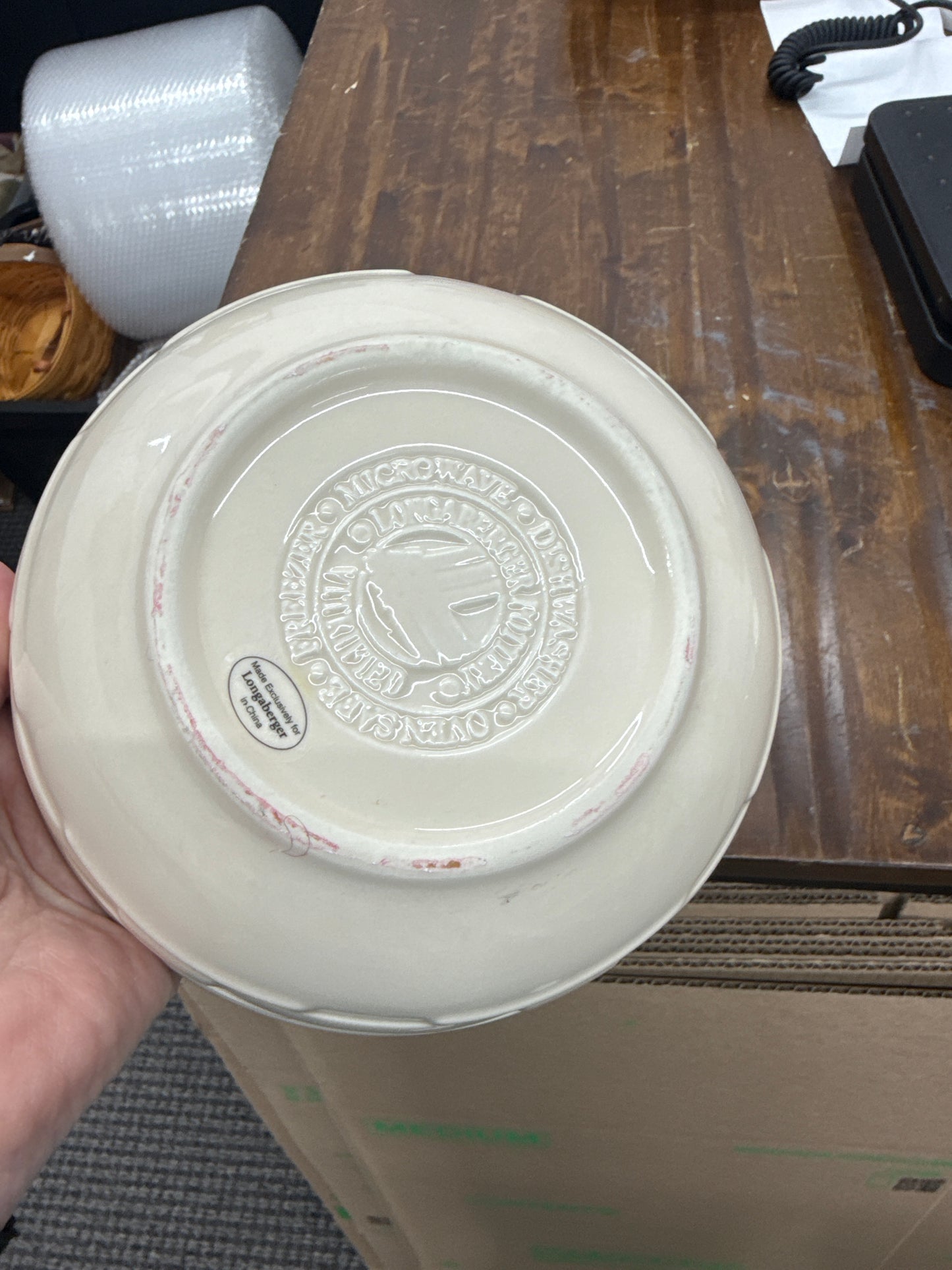 Longaberger large cereal bowl in ivory