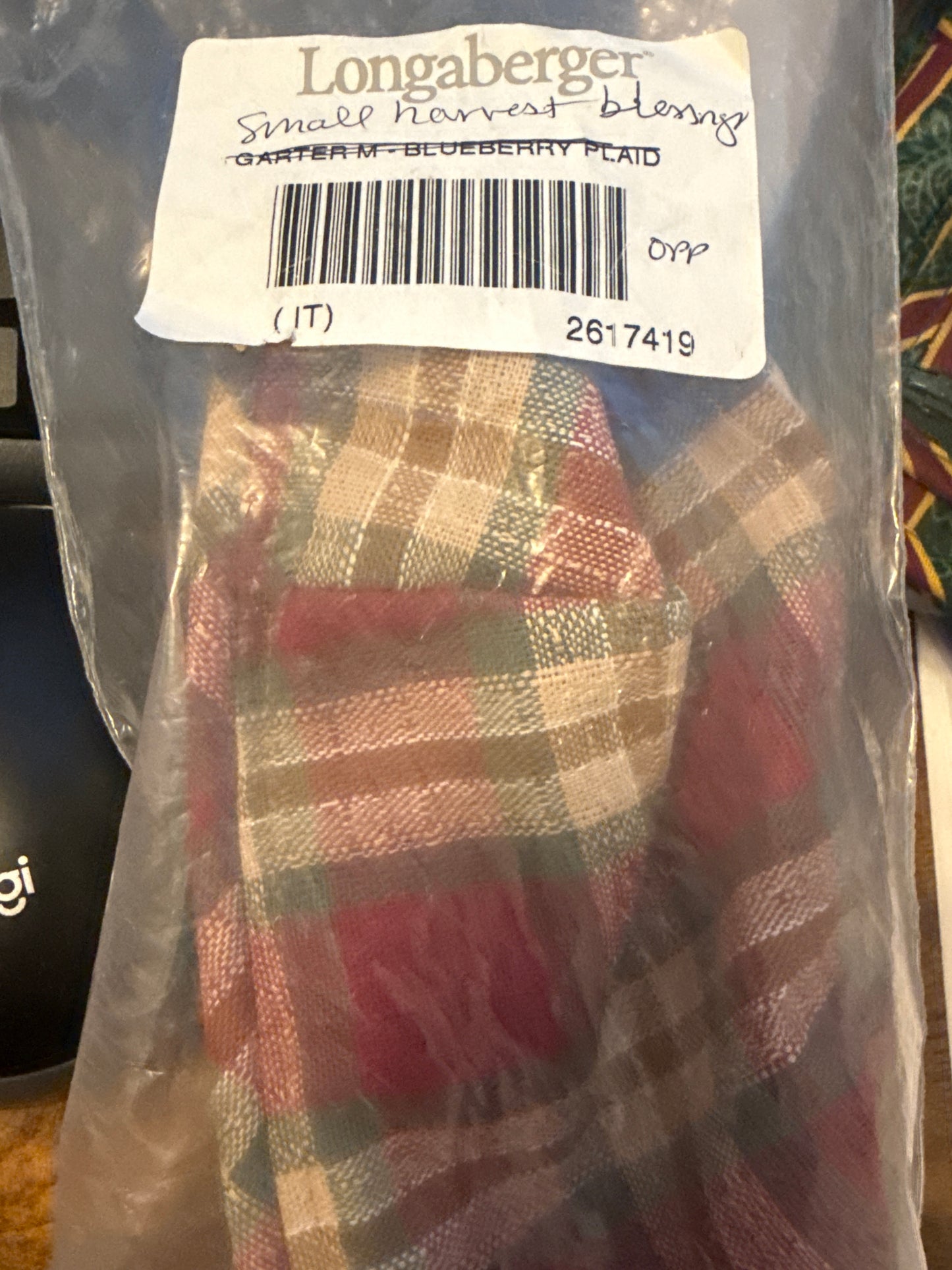 Longaberger small harvest blessings liner in orchard park plaid