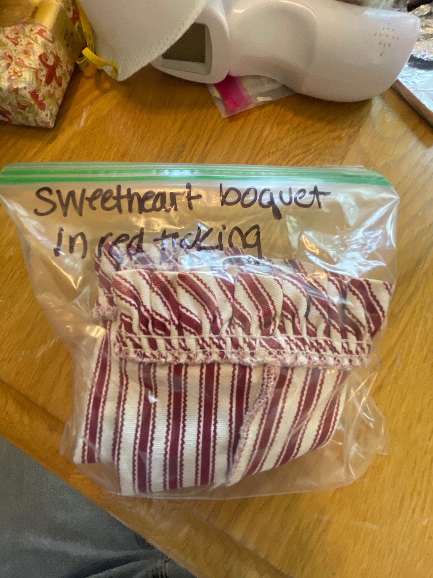 Longaberger sweetheart bouquet liner in red ticking