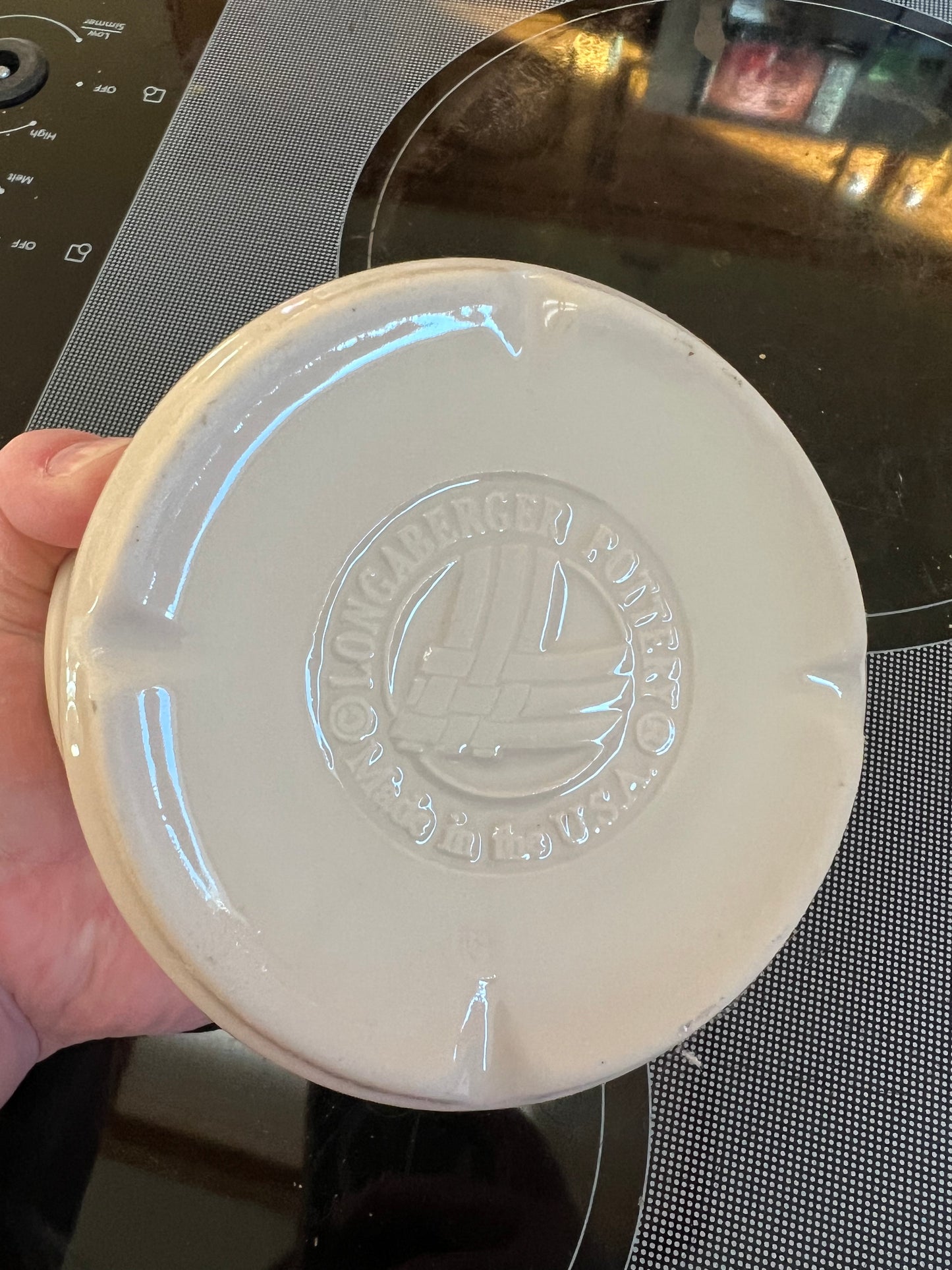 Longaberger salt Croc with lid in ivory
